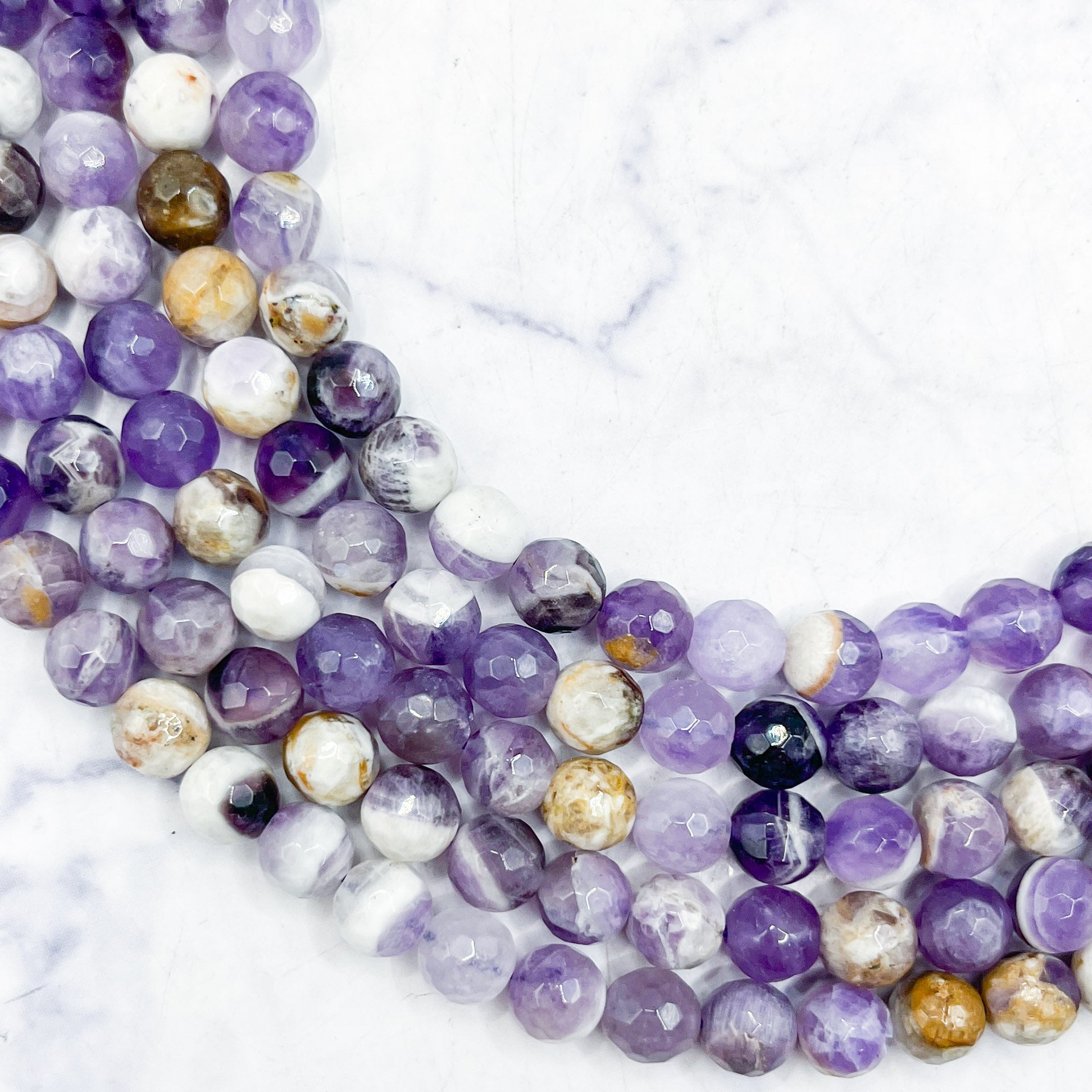 6mm Faceted Dog Tooth Amethyst Bead Strand F26