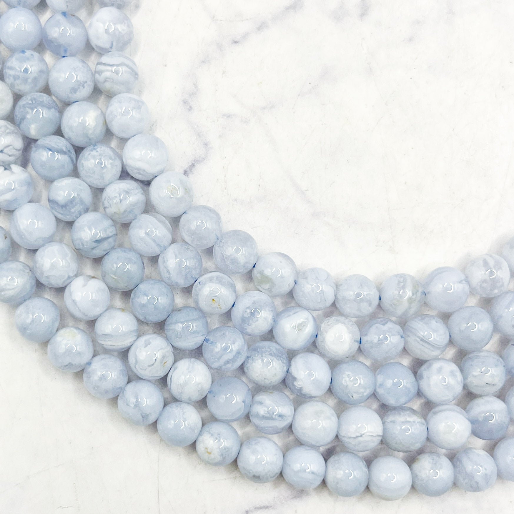 6mm Blue Lace Agate Bead Half Strand U19