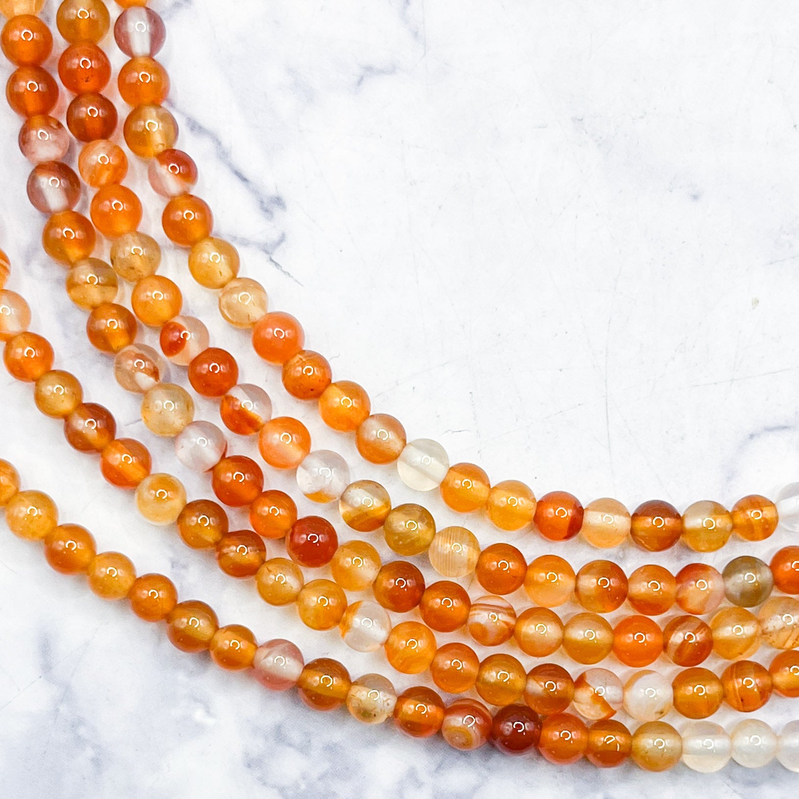 4mm Orange Multi Carnelian Bead Strand Y10