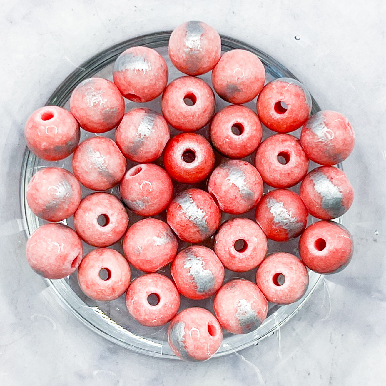 6mm Brushed Dyed Coral Dolomite Bead Pack (10 Beads) G3