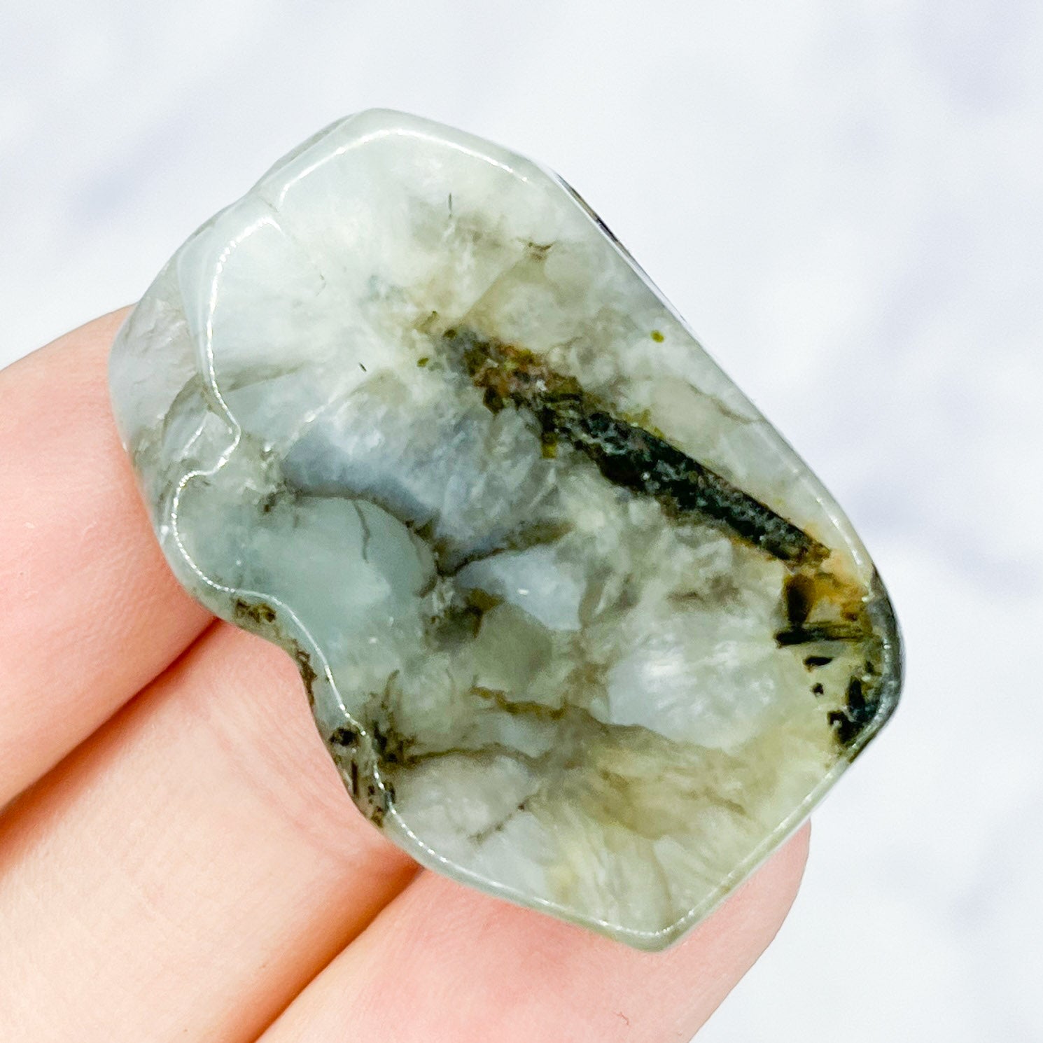 Grey Amazonite Flat Slab Focal Bead M55