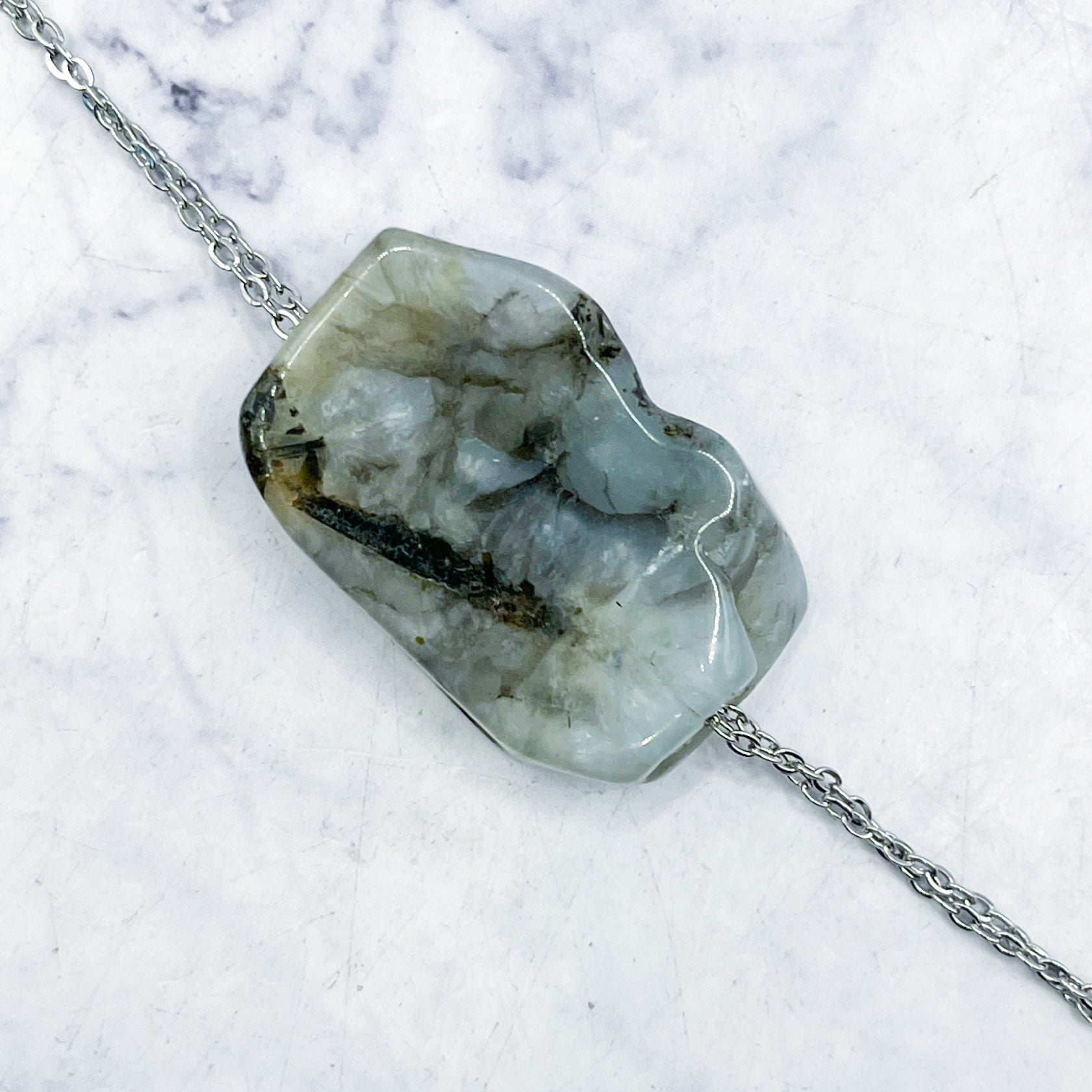 Grey Amazonite Flat Slab Focal Bead M55