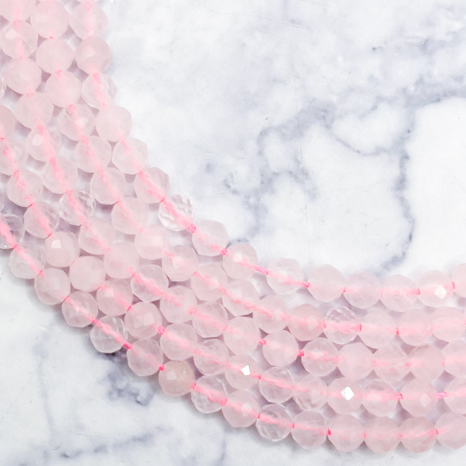 4mm HQ Faceted Rose Quartz Bead Strand A14