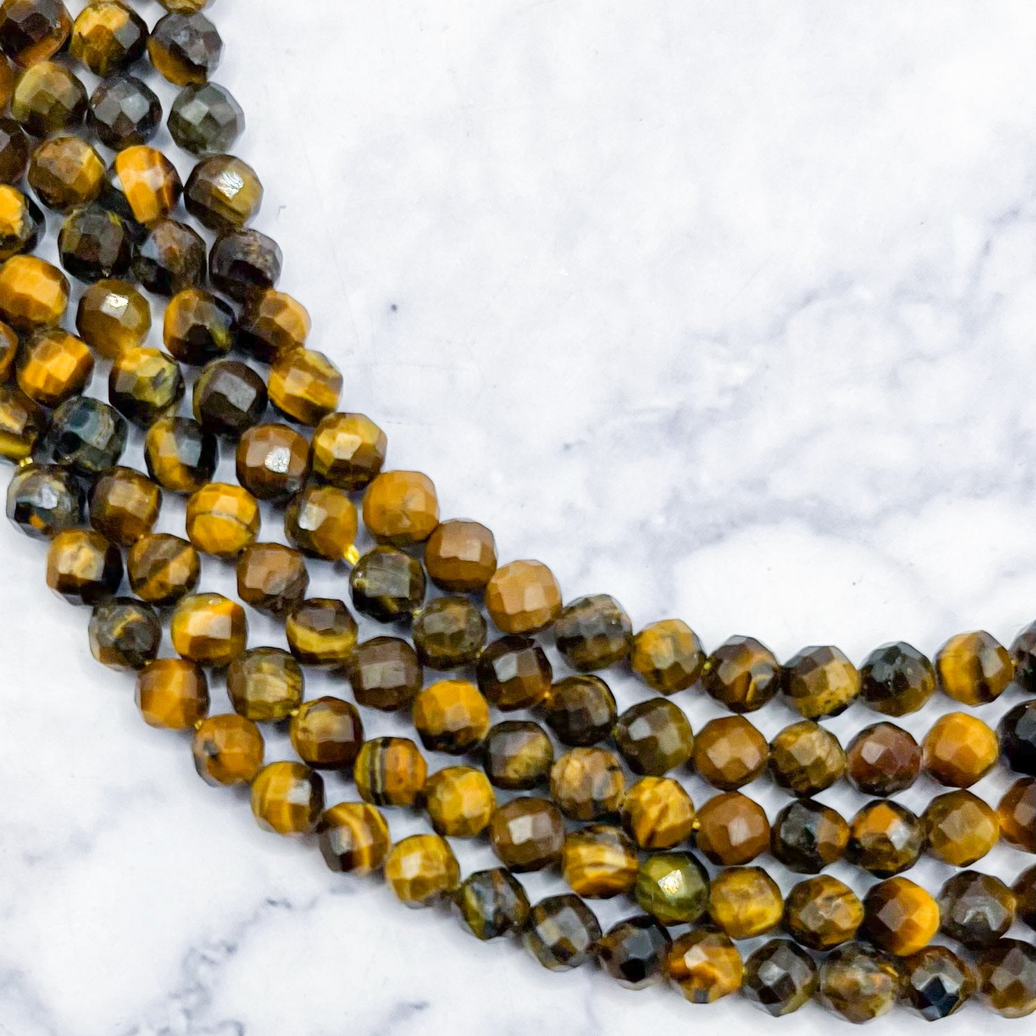 4mm HQ Faceted Yellow Tiger's Eye Bead Strand R14