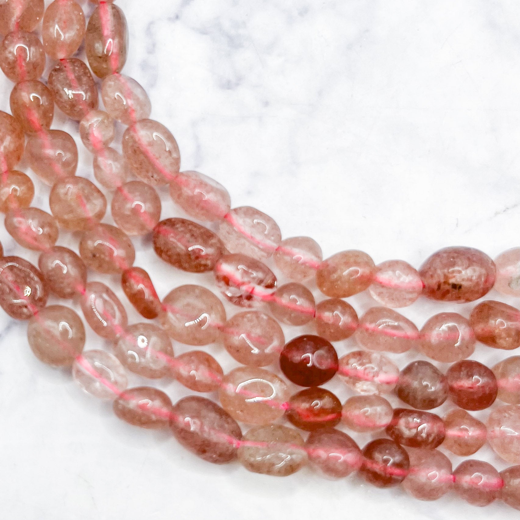 7mm Strawberry Quartz Nugget Bead Half Strand P9
