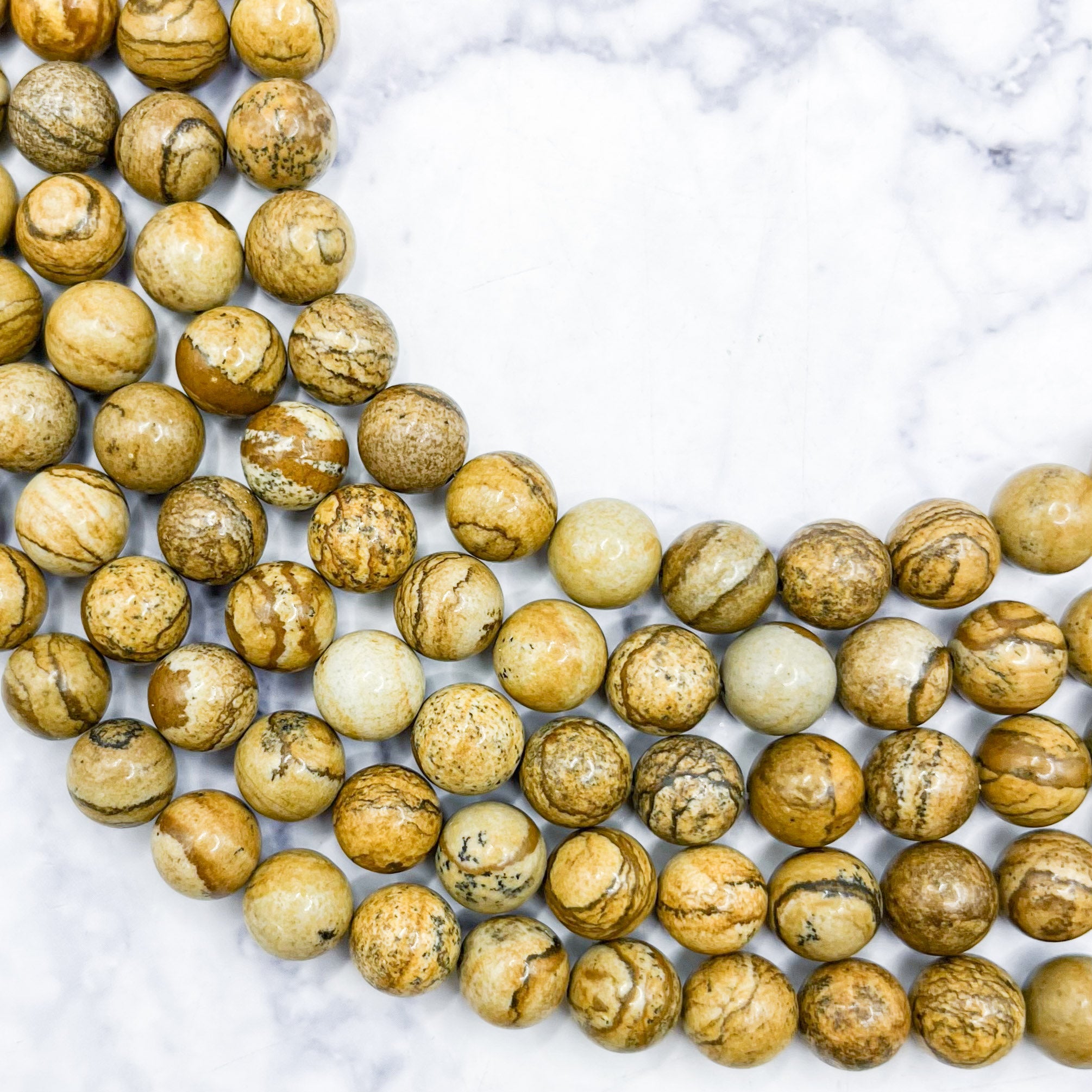 8mm Landscape Jasper Bead Strand Z12