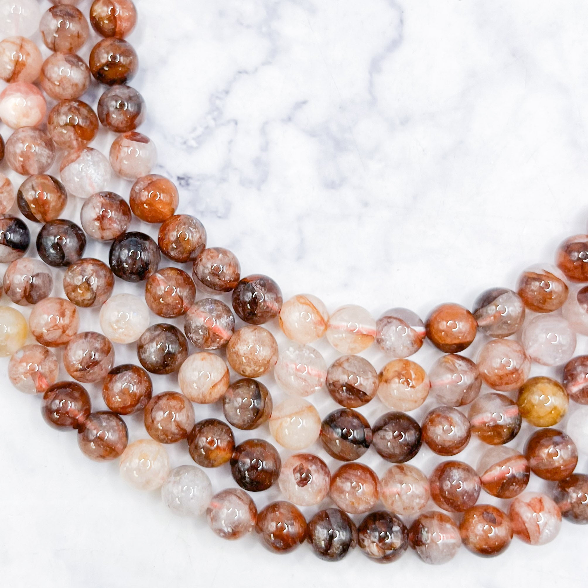 6mm Red Fire Quartz Bead Half Strand S14