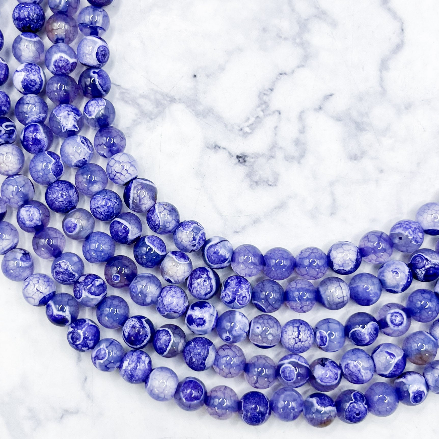6mm Dyed Grape Hyacinth Agate Bead Strand F8