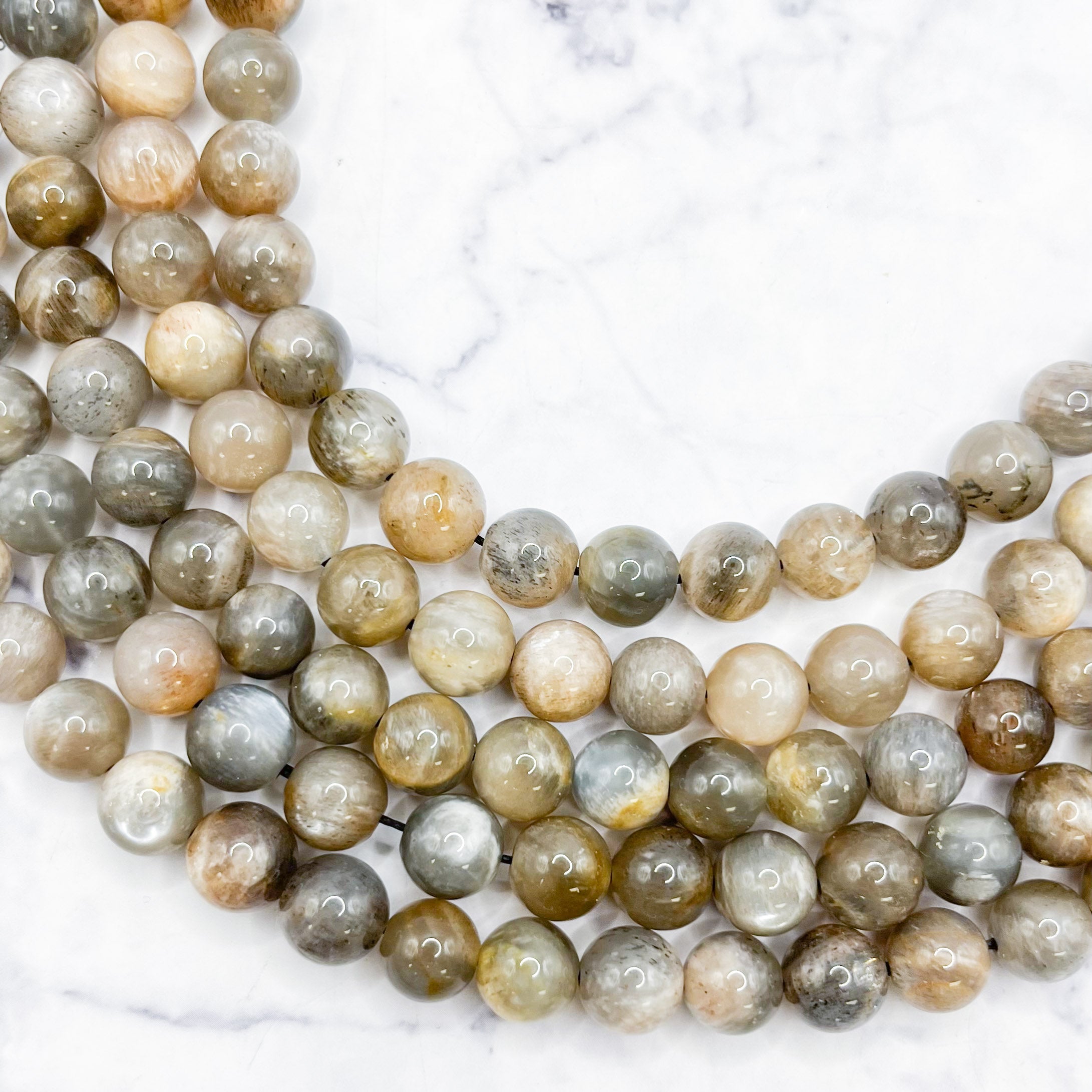 8mm Multi Moonstone Bead Half Strand V18