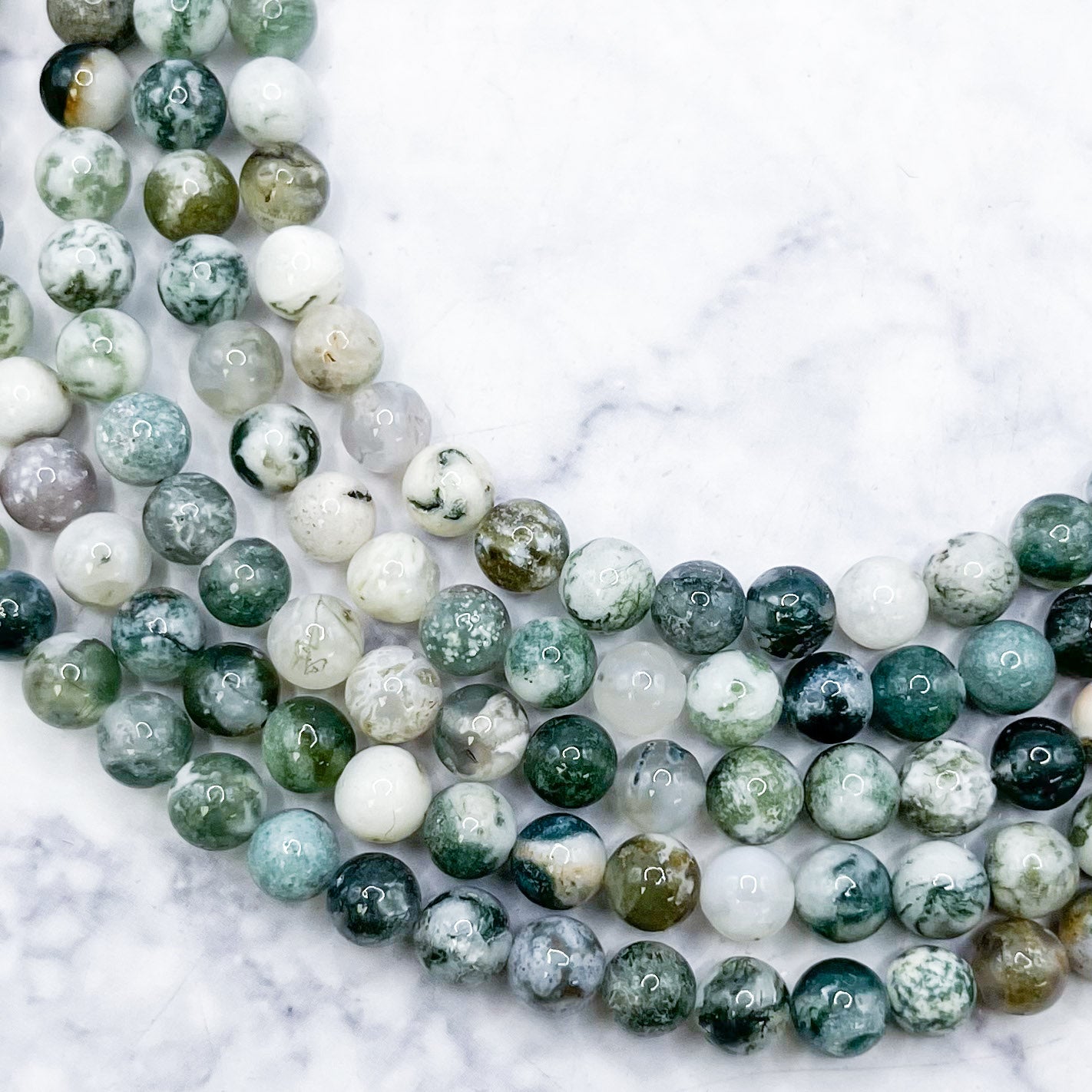 6mm Tree Agate Bead Strand H9