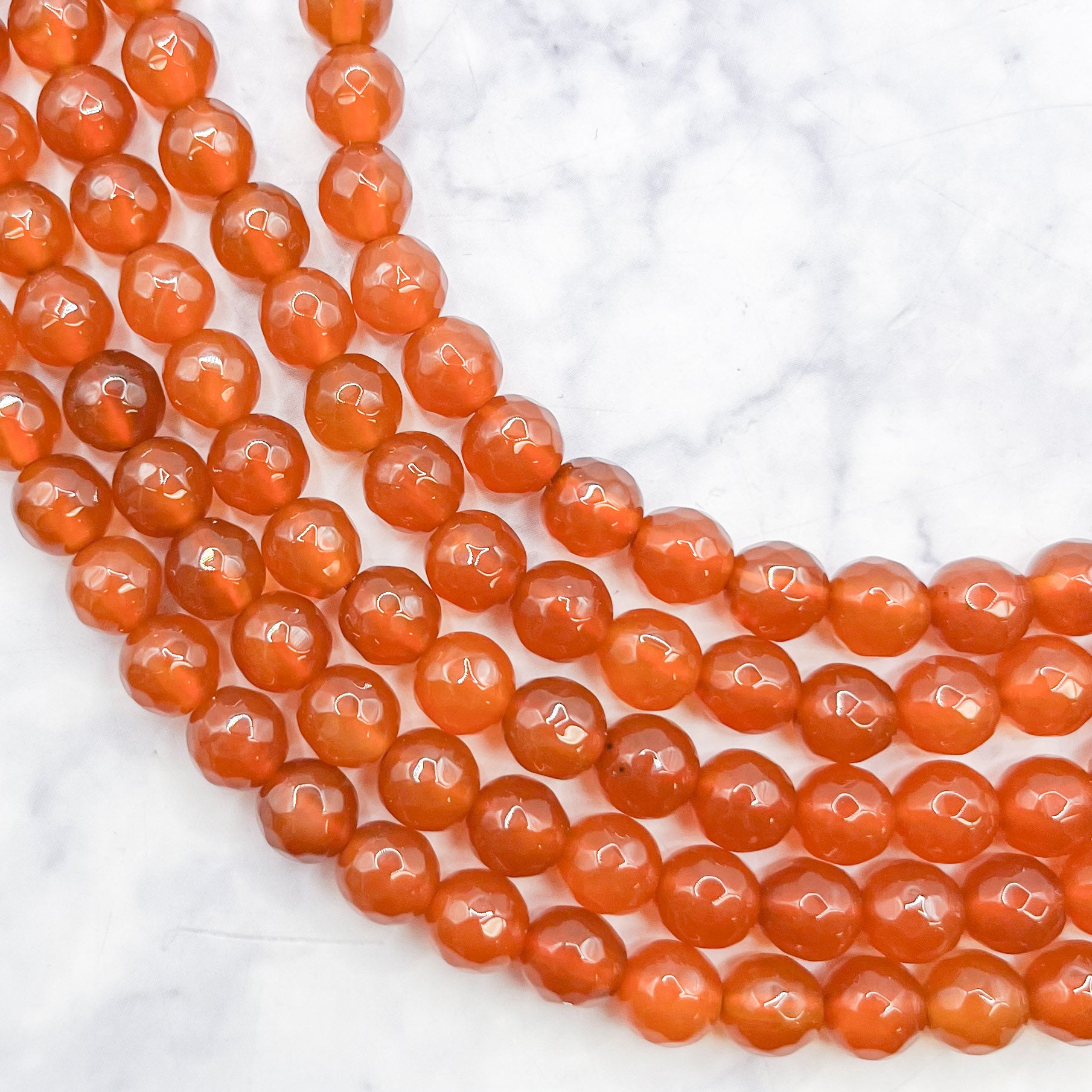 6mm Faceted Carnelian Bead Strand J14