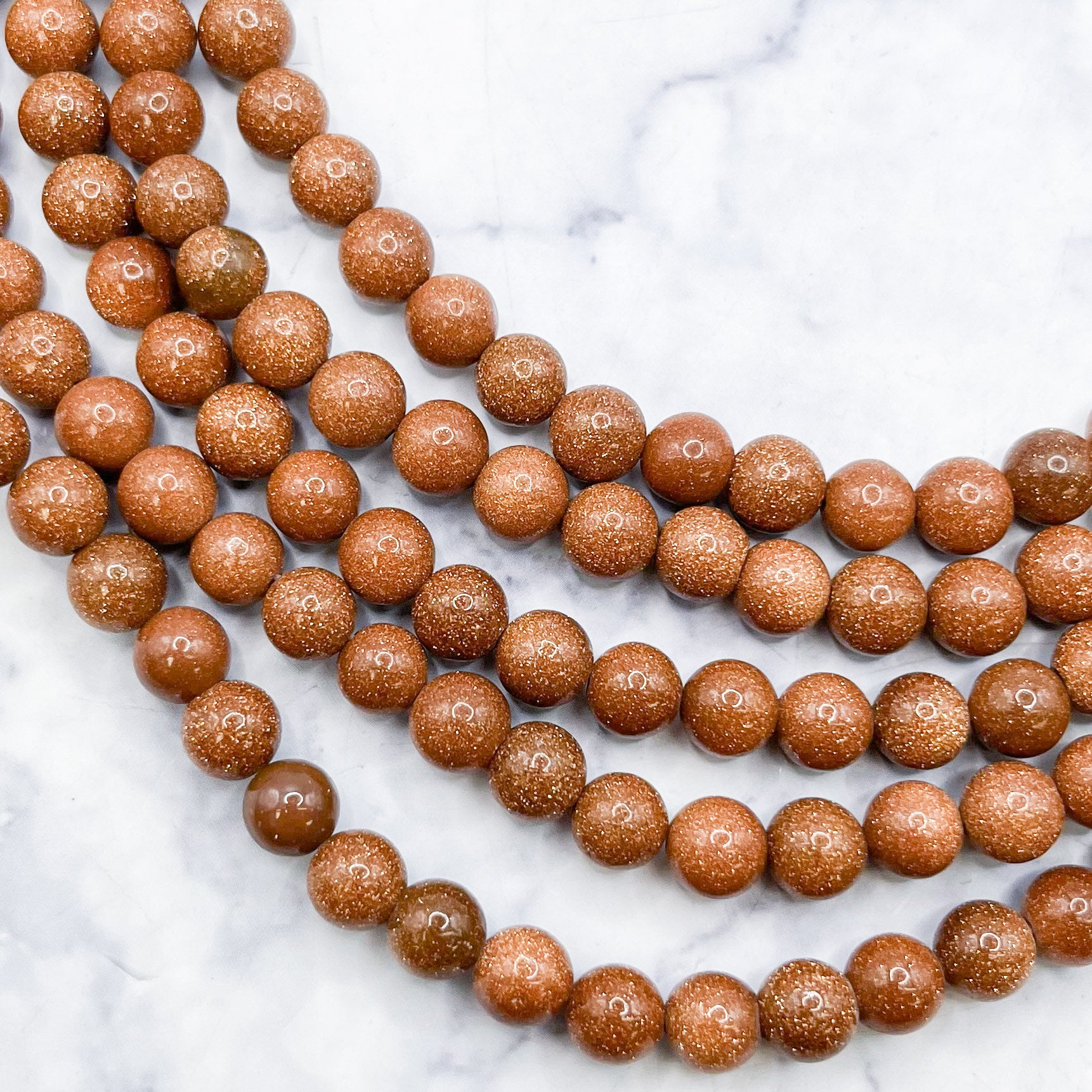 6mm Copper Goldstone Bead Strand V8