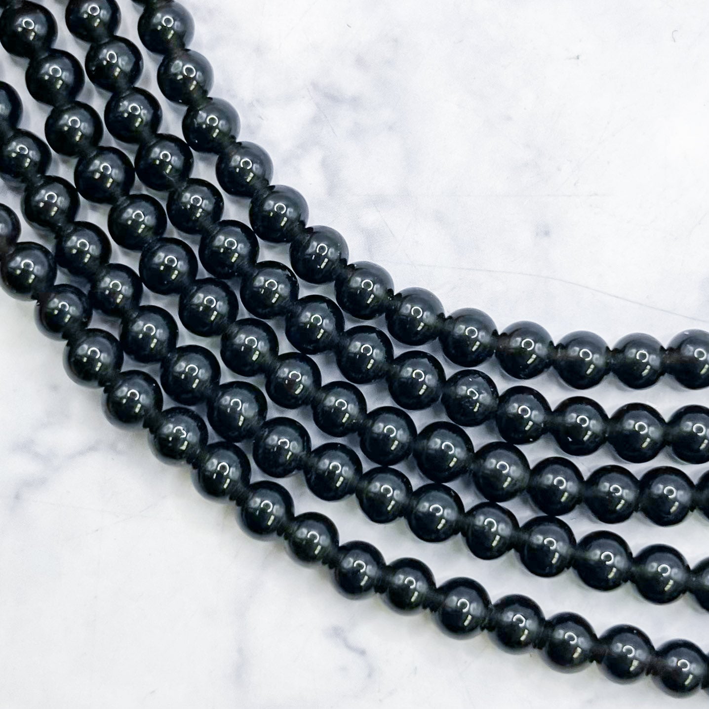 4mm Black Obsidian Bead Strand N7