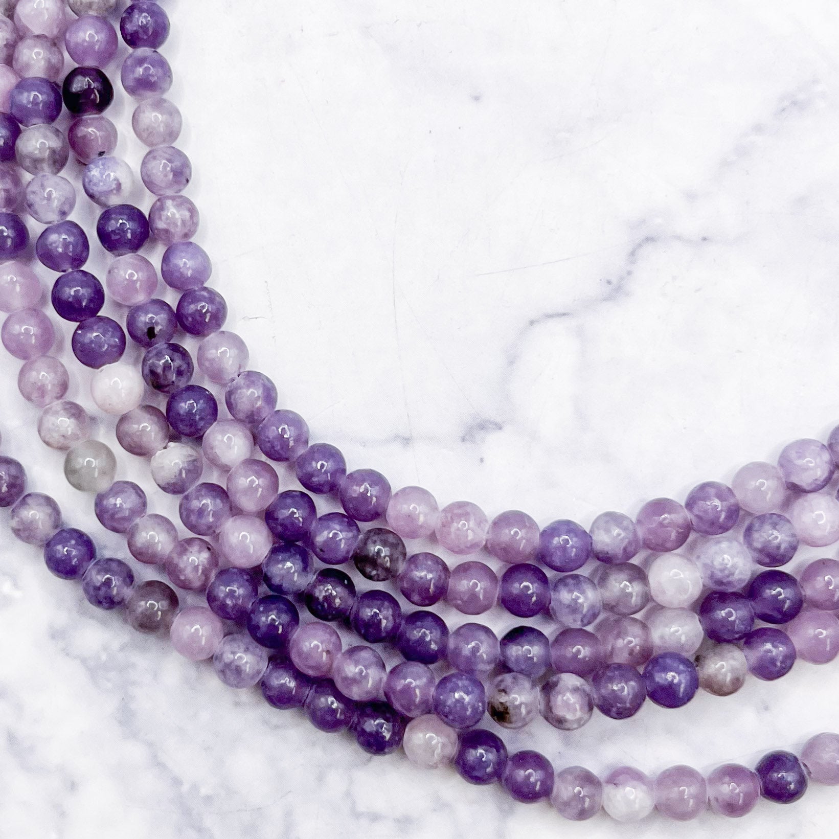 4mm Light Lepidolite Bead Strand B12