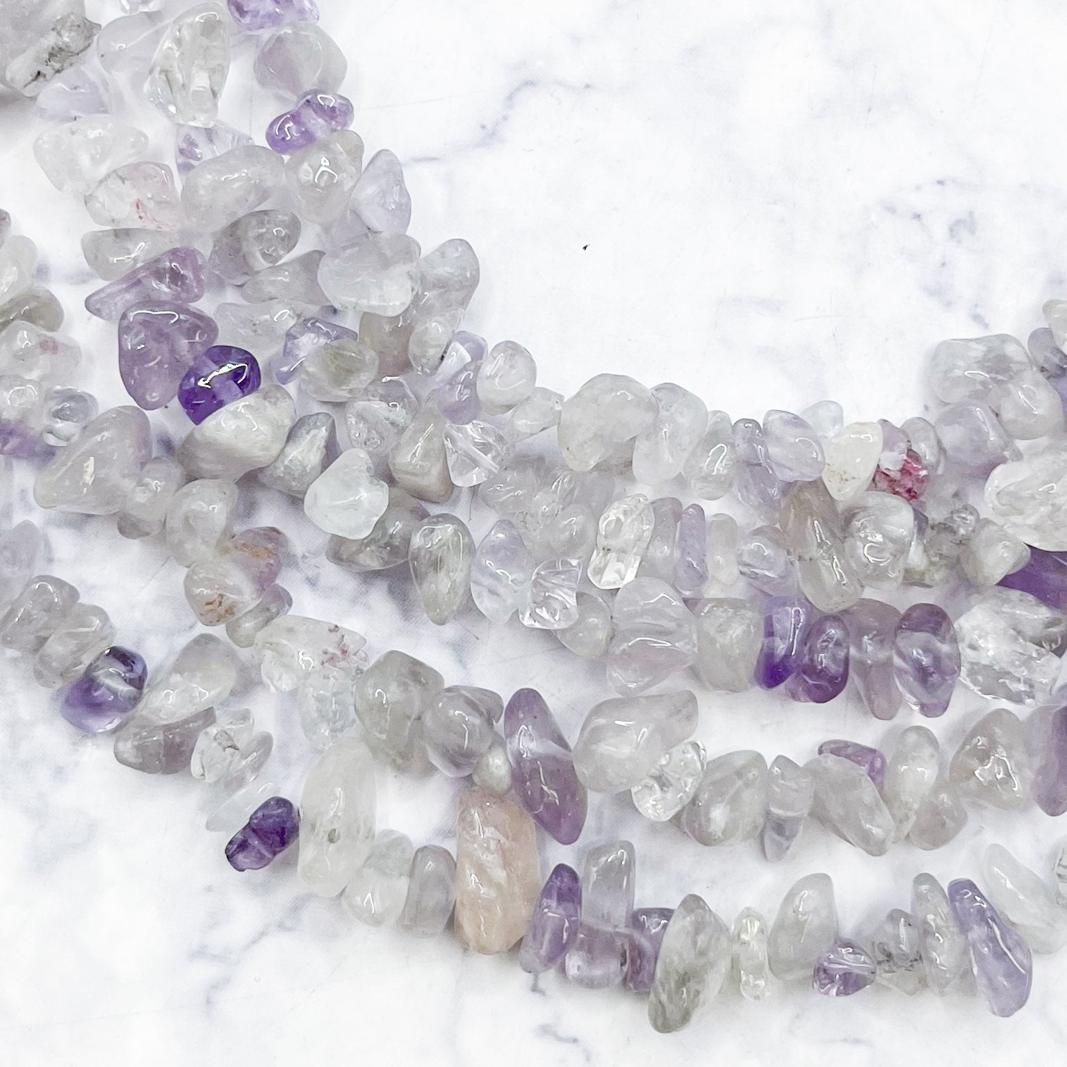 Light Amethyst Chip Bead Strand K8