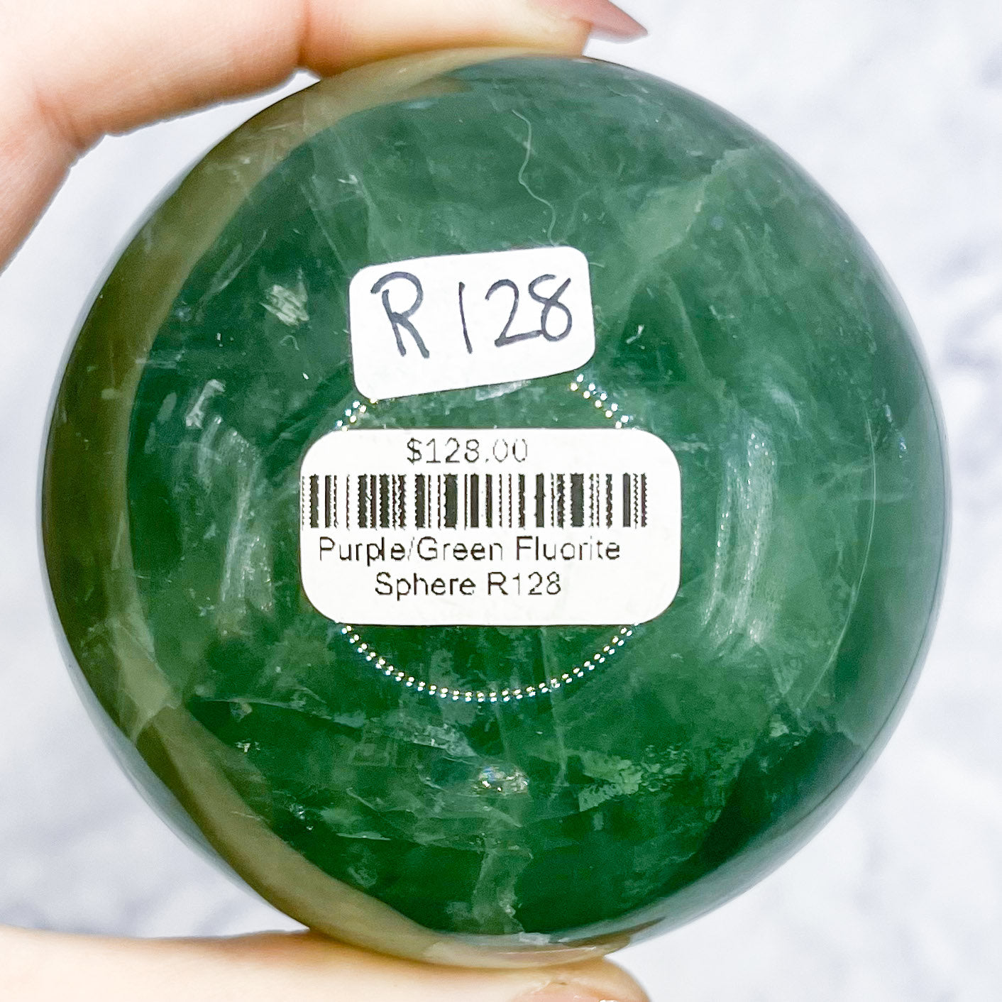 Purple/Green Fluorite Sphere R128