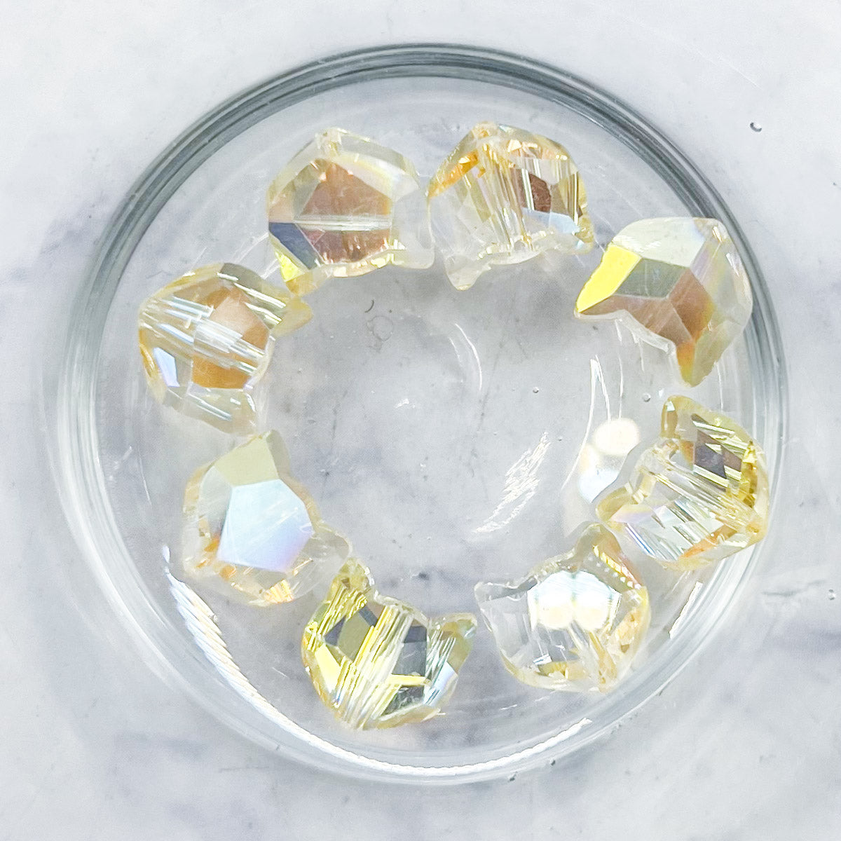 8.5mm Electroplated Faceted Gold Glass Cat Head Bead Pack (10 Beads) C3