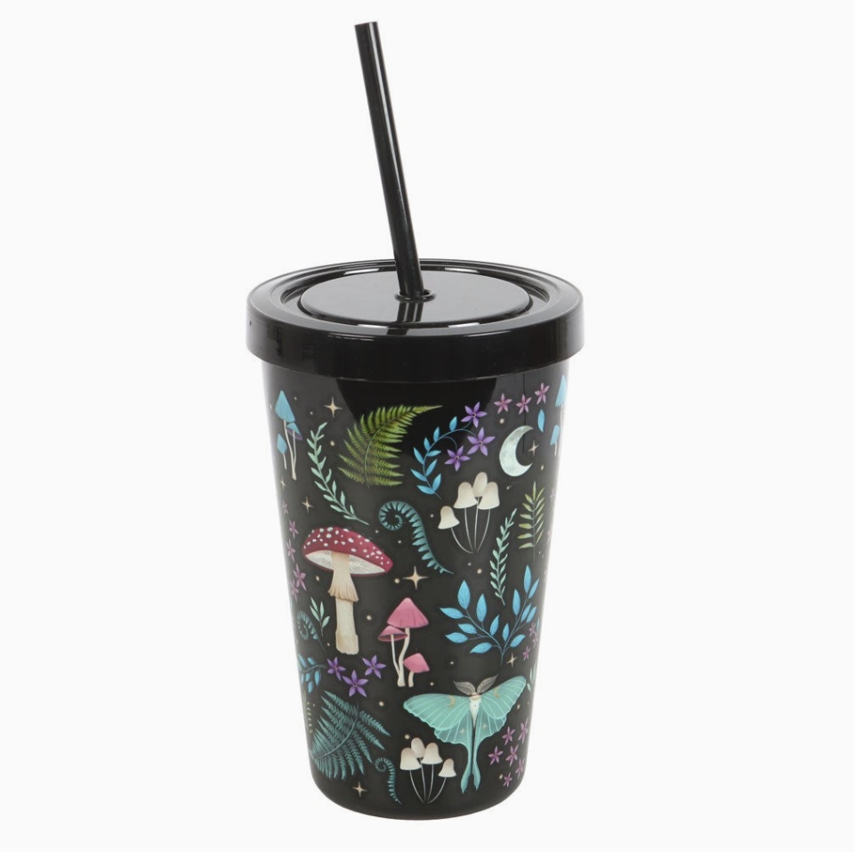 Mushroom Dark Forest Plastic Straw Tumbler