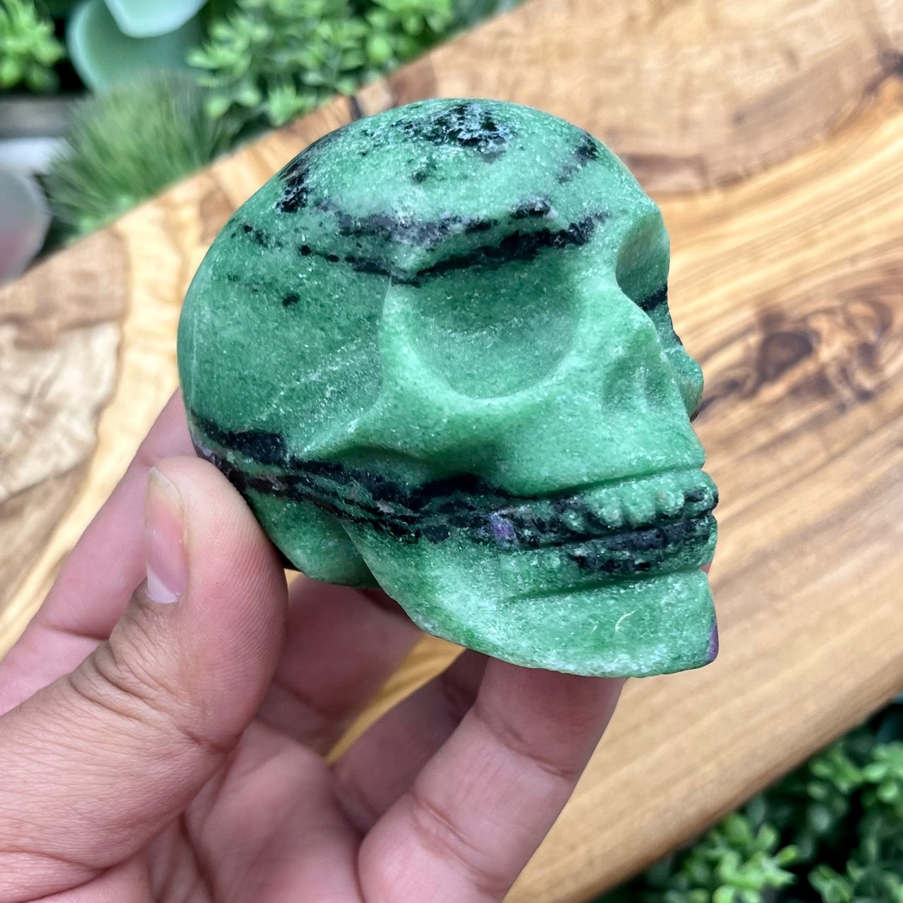 2.5 Inch Ruby in Zoisite Skull D110