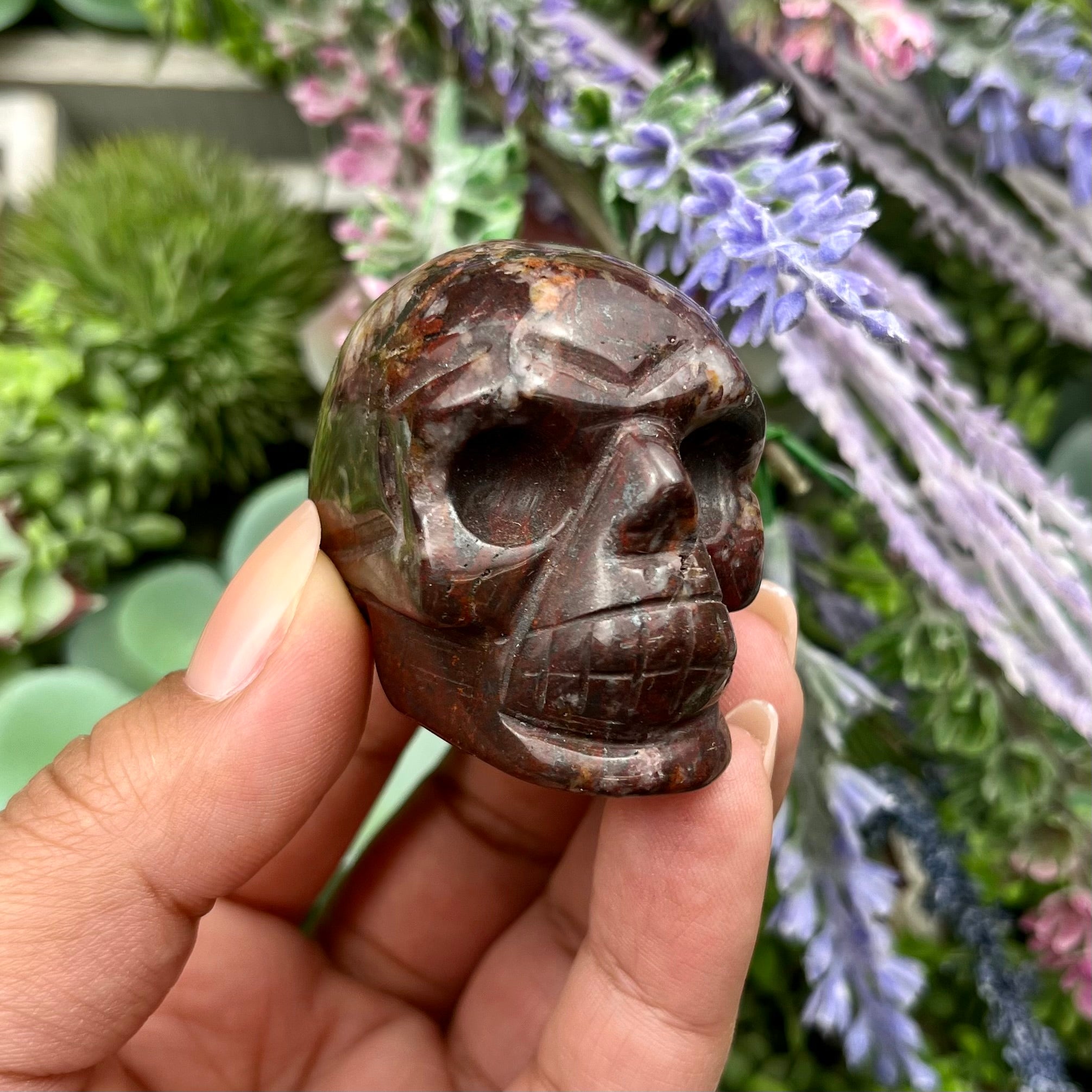 1.5 Inch Brecciated Red Jasper Skull J30