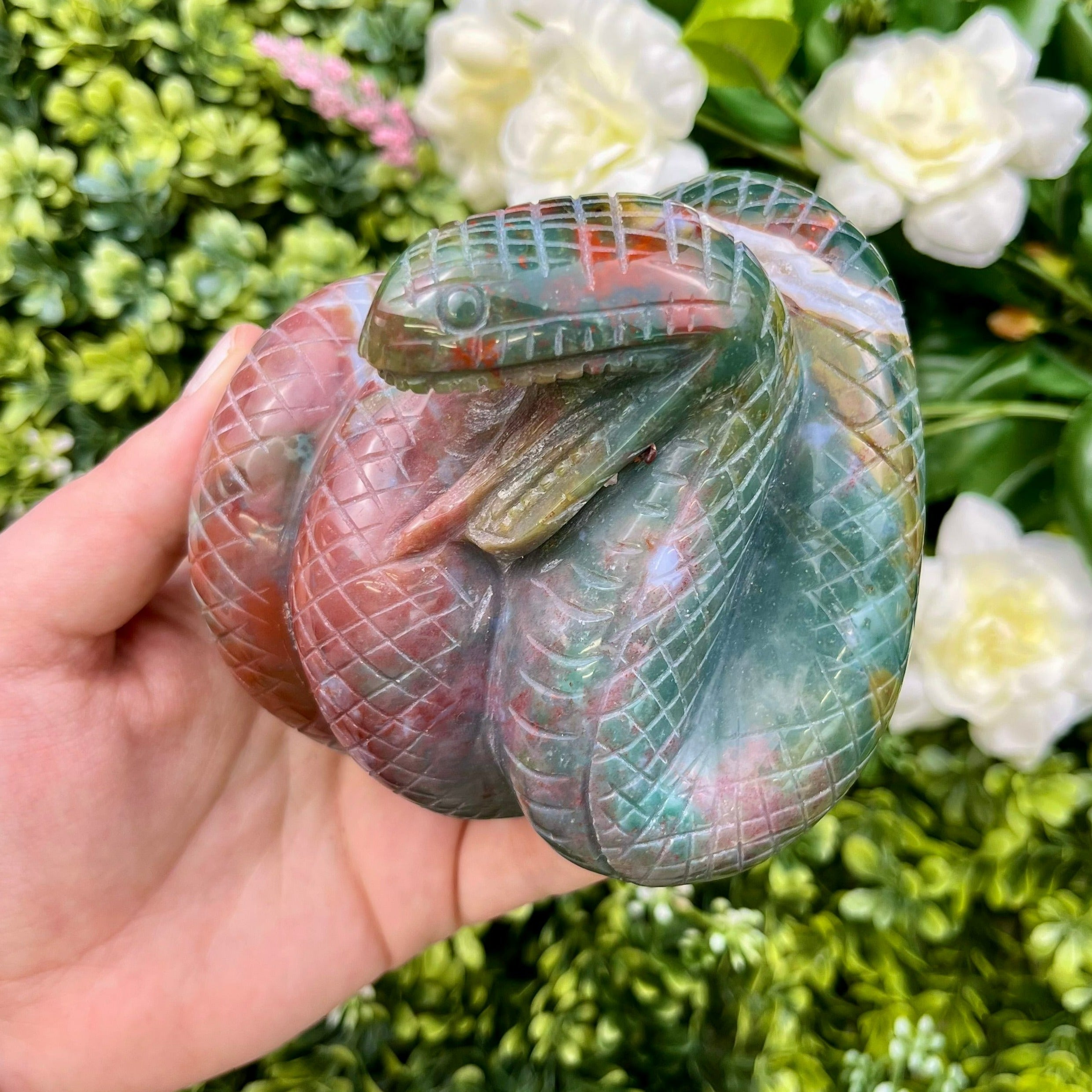 3 Inch Ocean Jasper Snake Carving B320