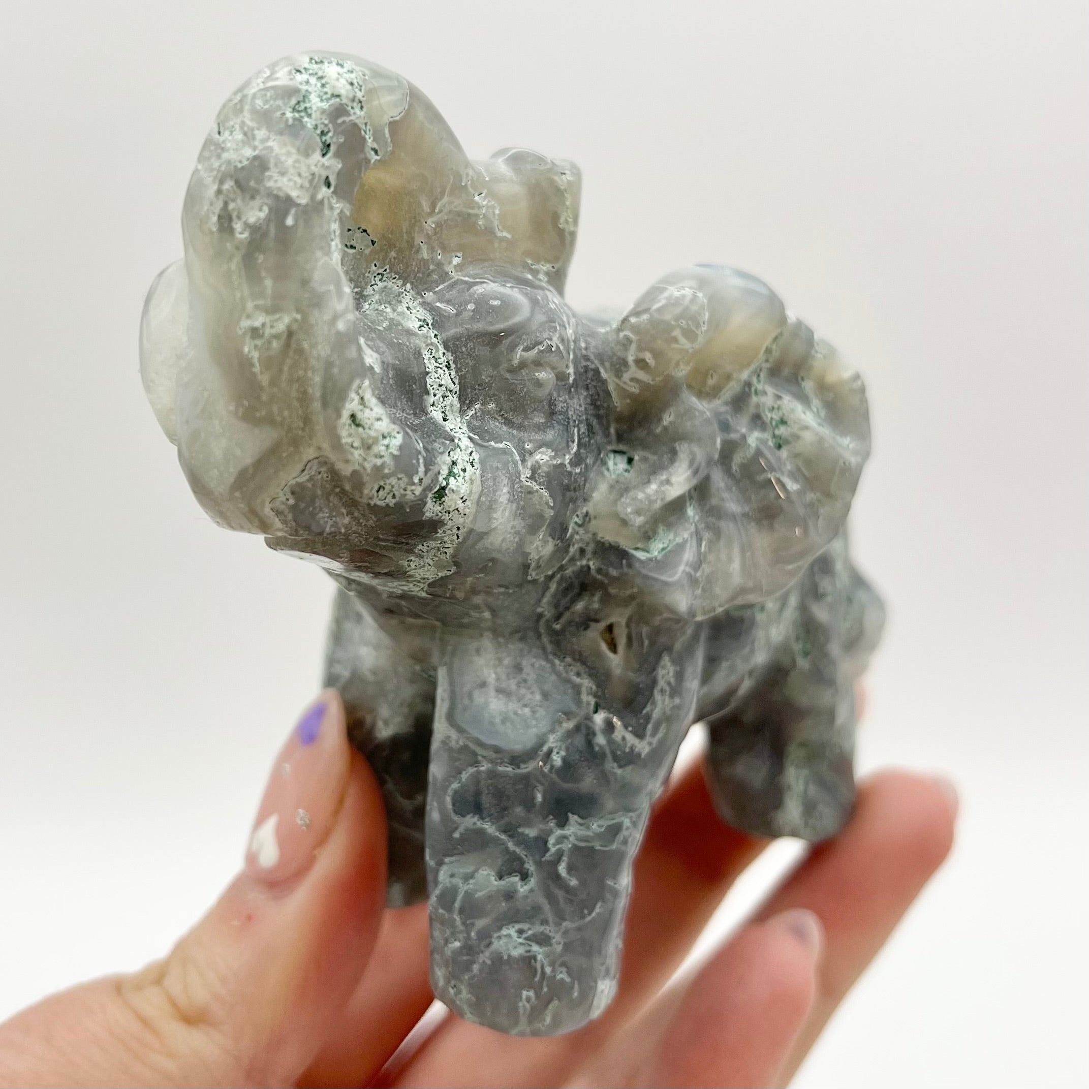 4 Inch Moss Agate Elephant Z134