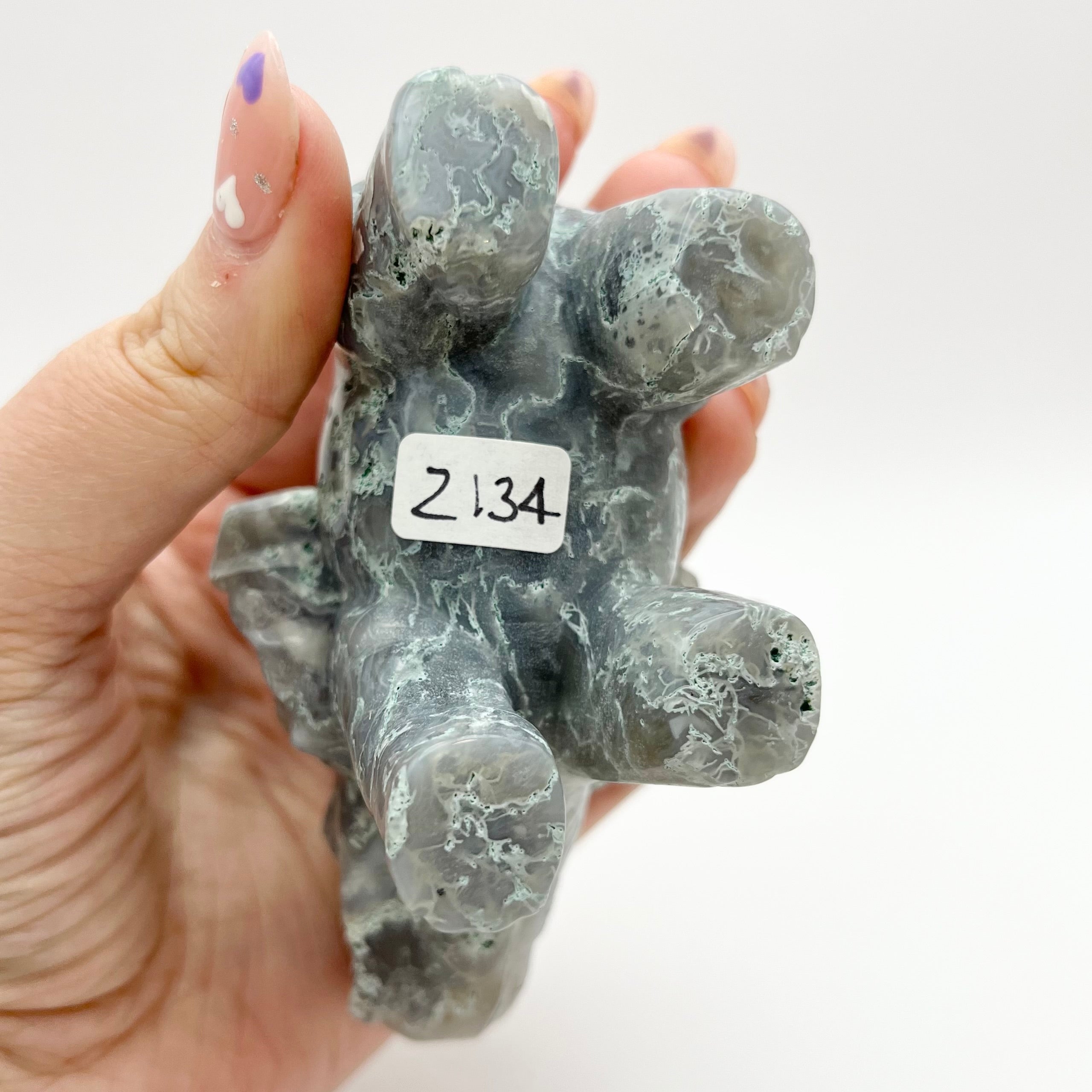4 Inch Moss Agate Elephant Z134