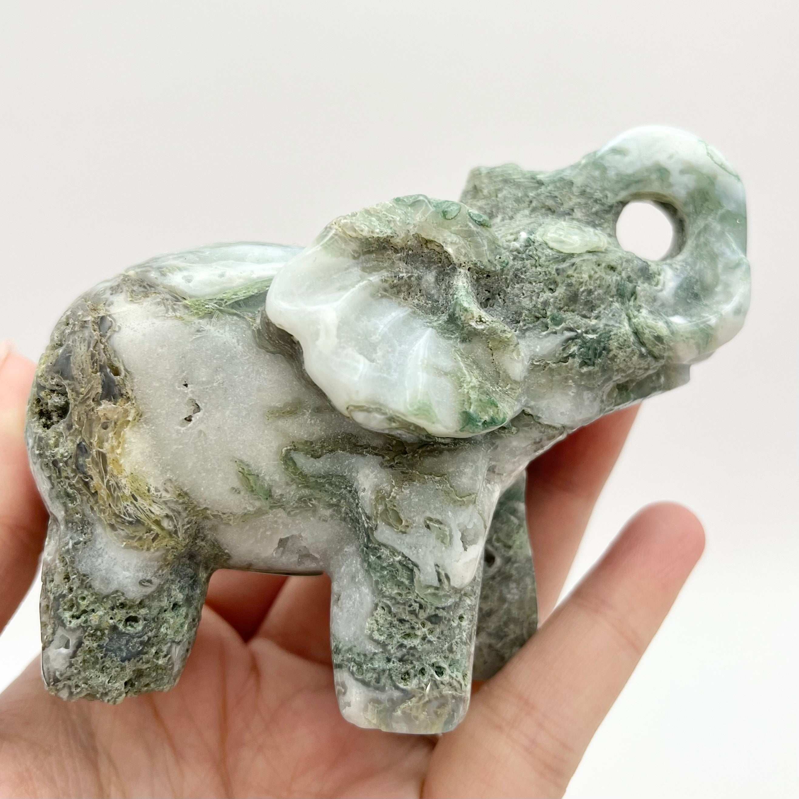 4 Inch Moss Agate Elephant I134