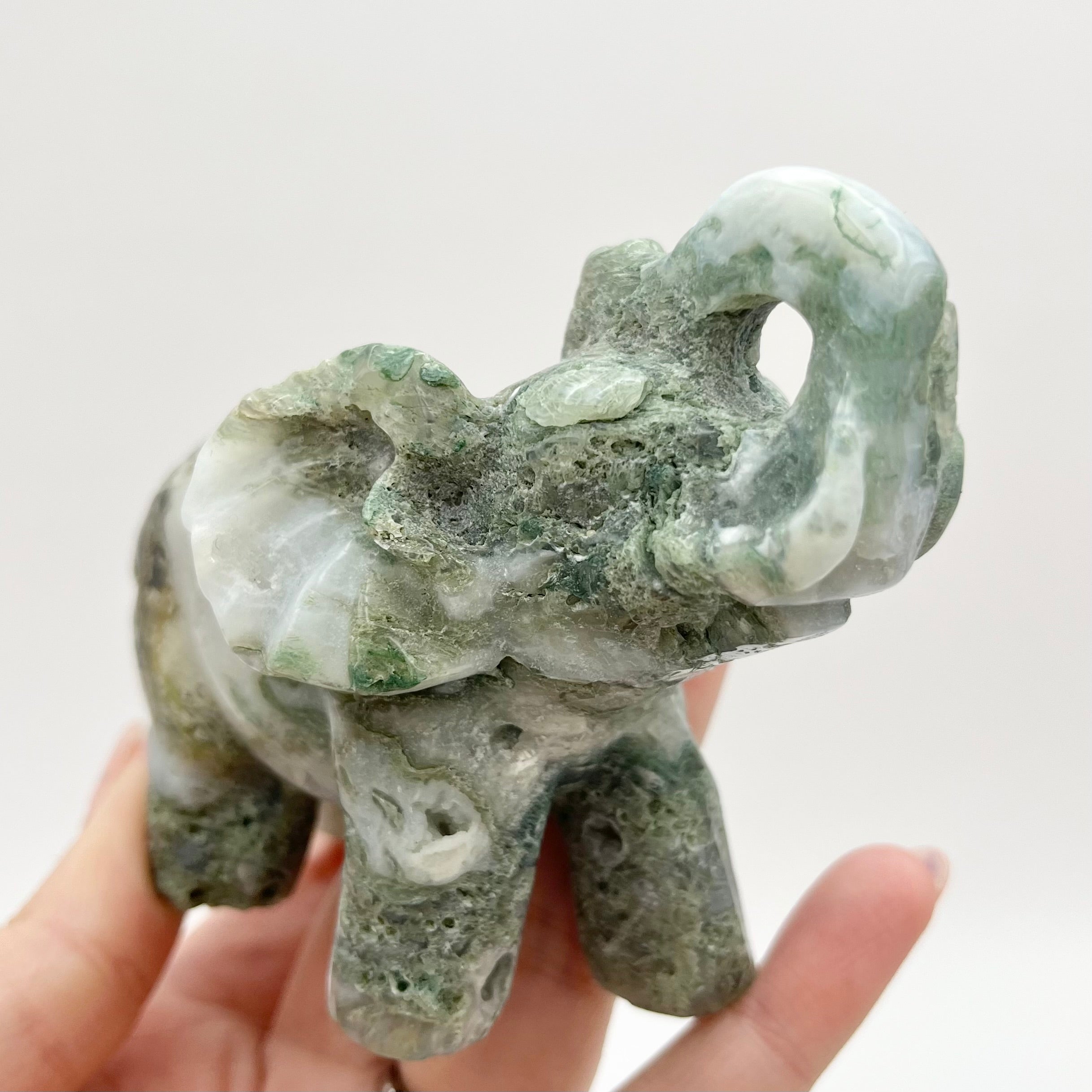 4 Inch Moss Agate Elephant I134
