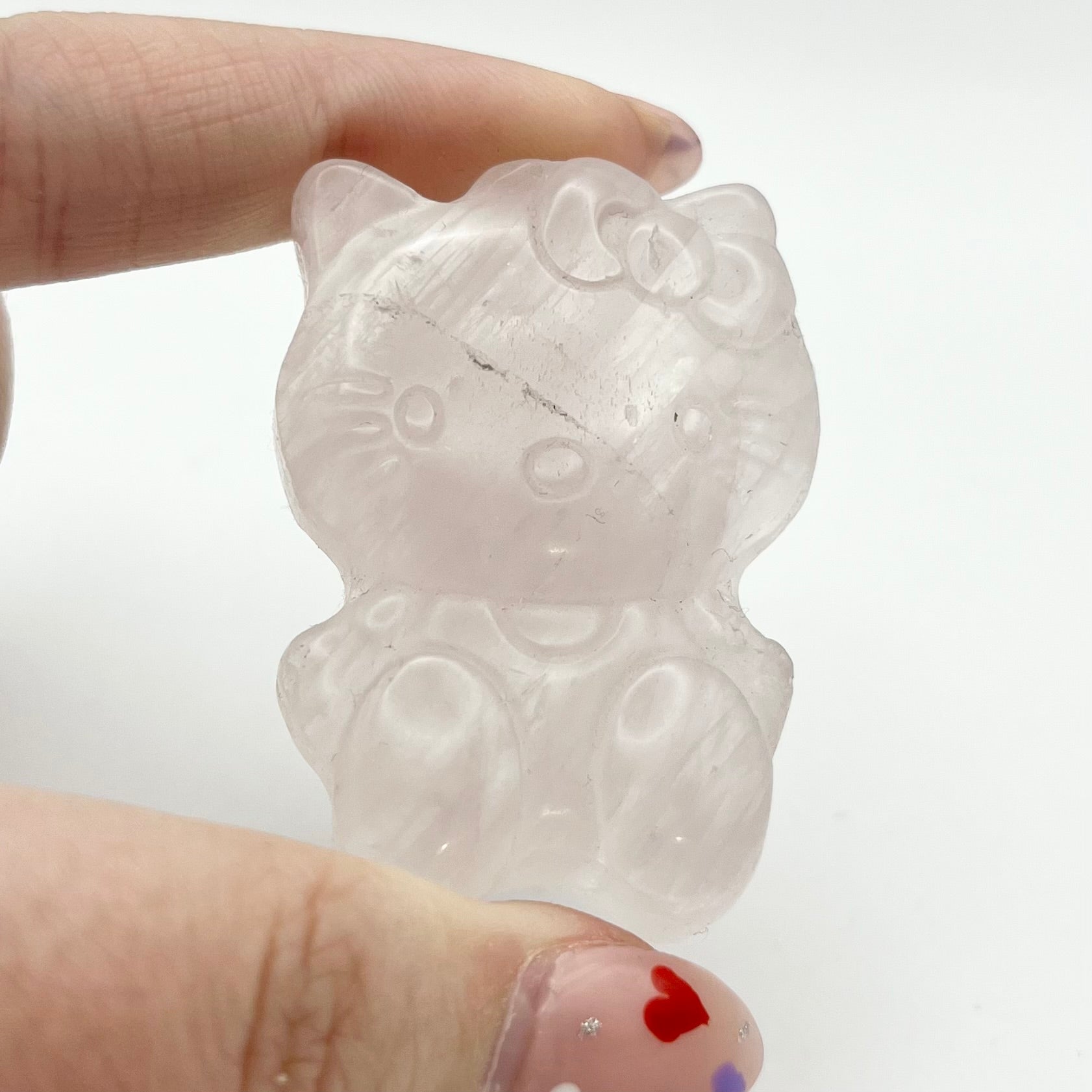 1.75 Inch Rose Quartz Hello Kitty Carving G32