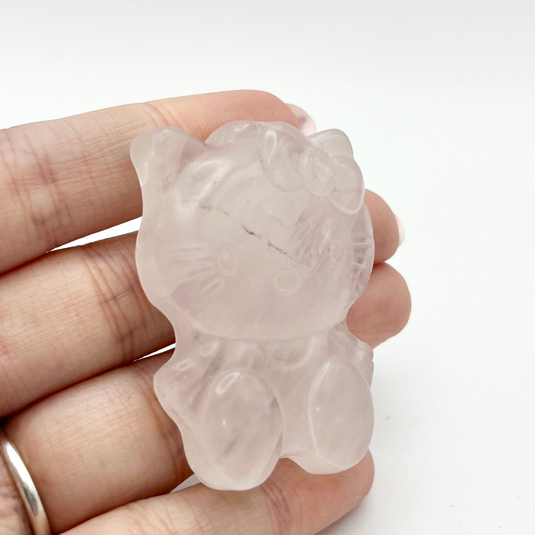 1.75 Inch Rose Quartz Hello Kitty Carving G32