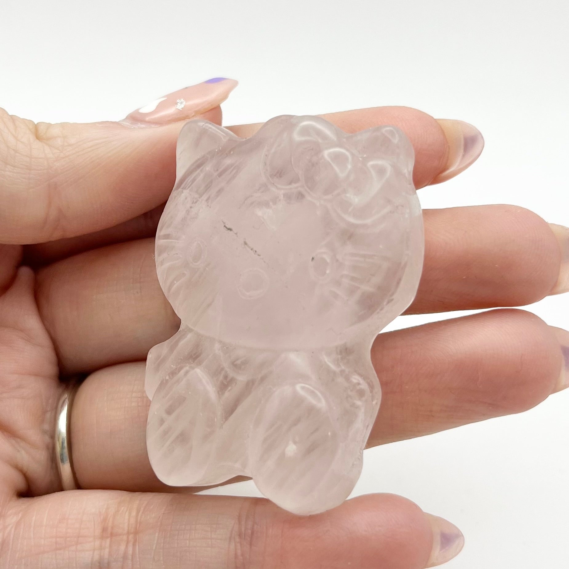 1.75 Inch Rose Quartz Hello Kitty Carving G32
