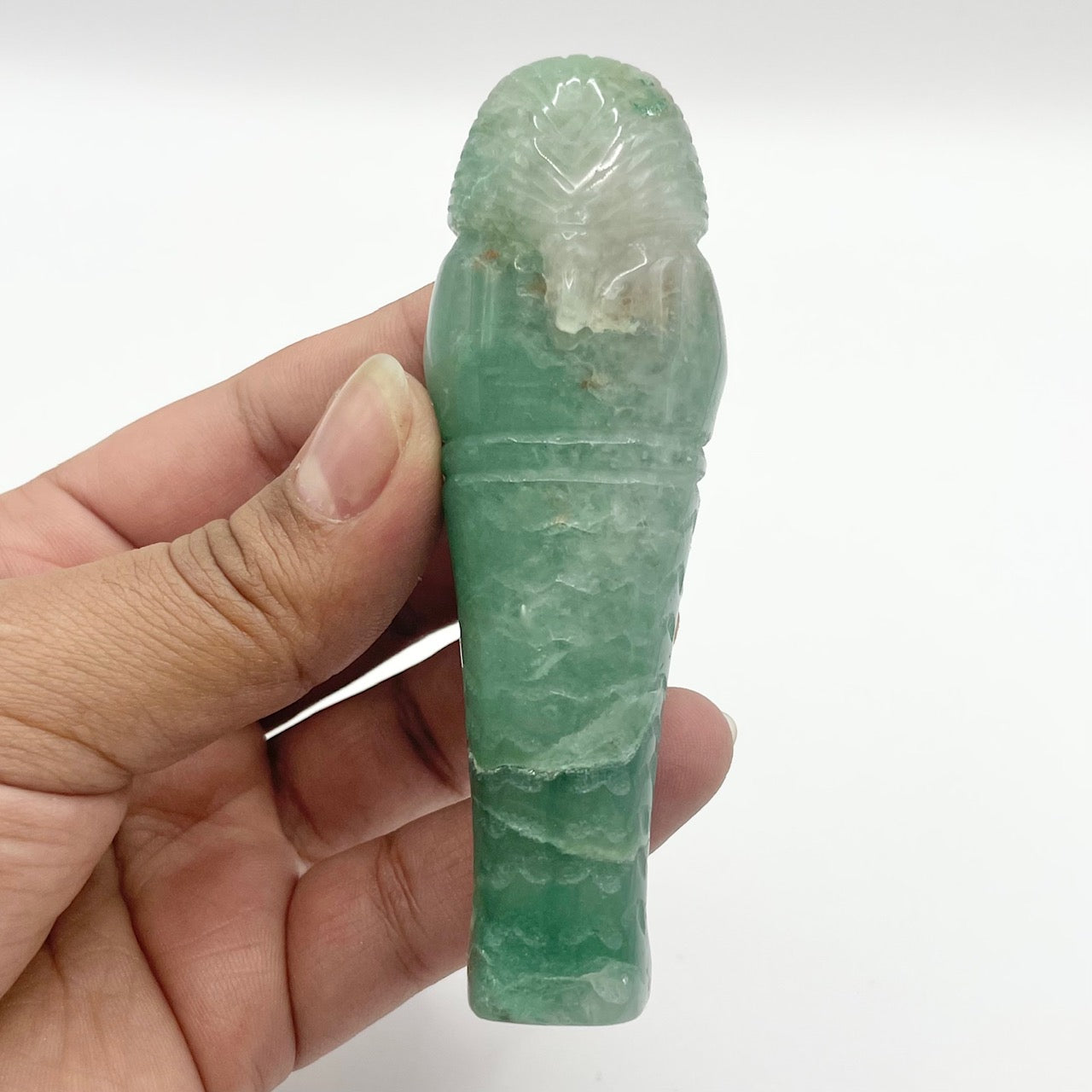 3.5 Inch Green Aventurine Tutankhamun Sarcophagus H64