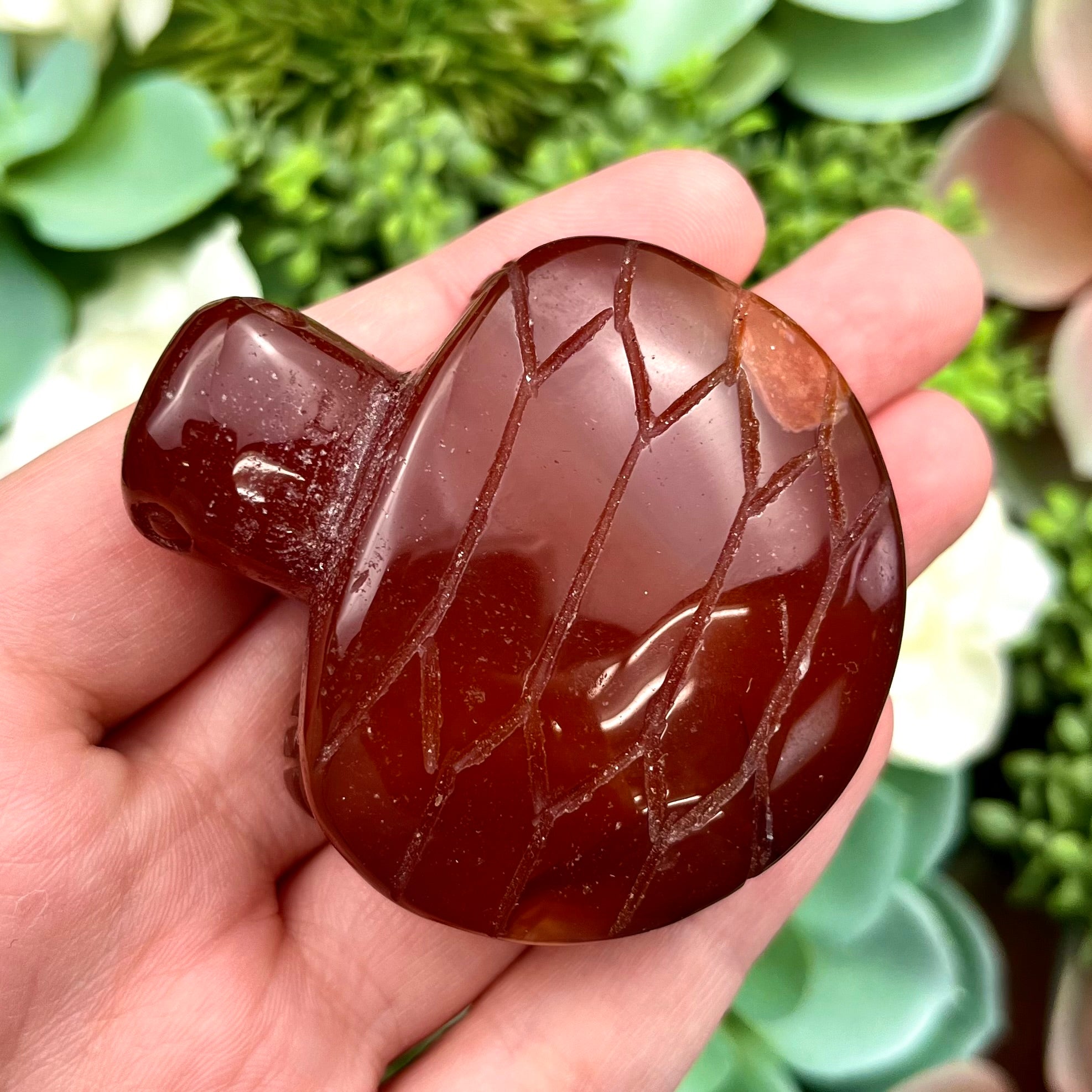 2 Inch Flower Agate Carnelian Turtle E51