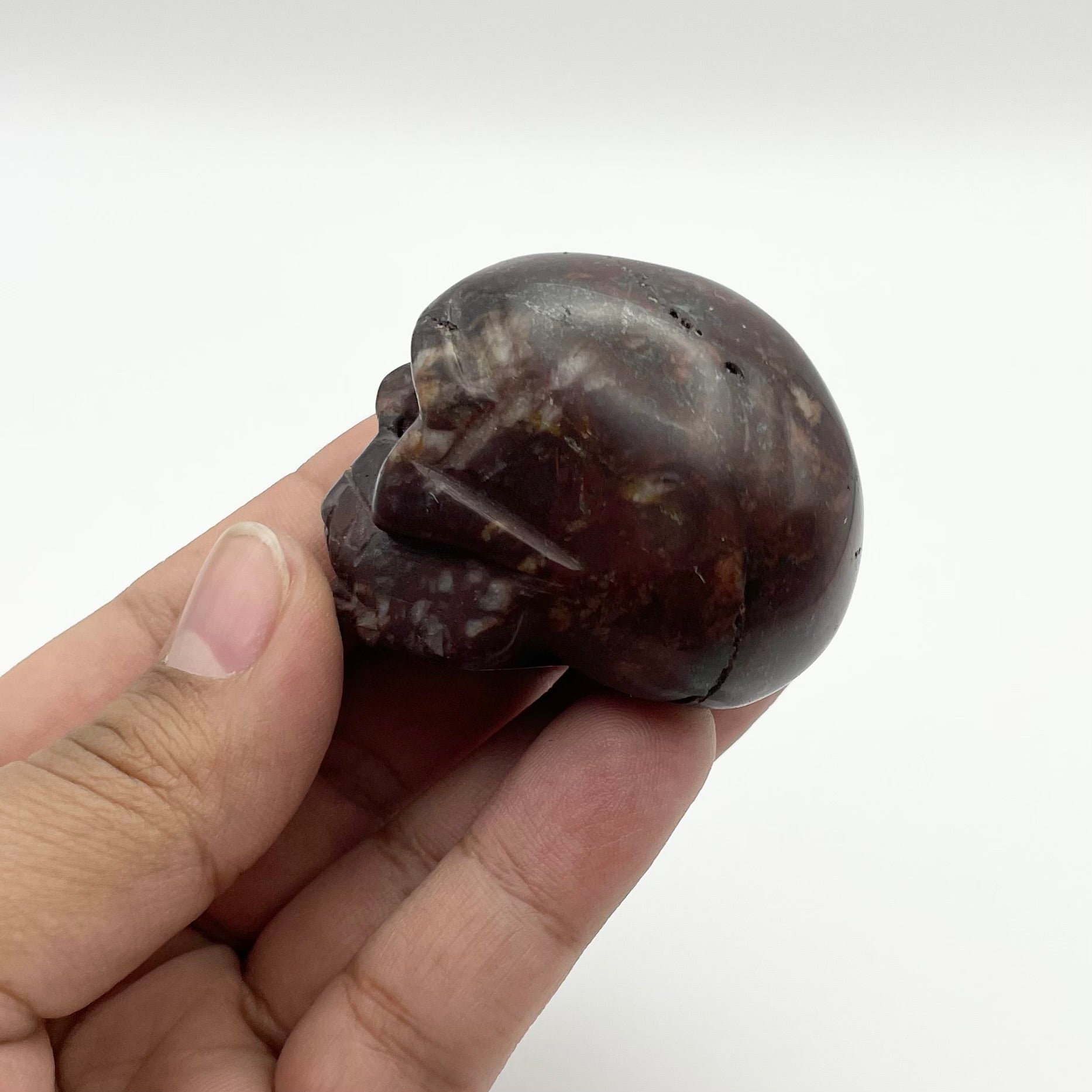 1.5 Inch Brecciated Red Jasper Skull J30