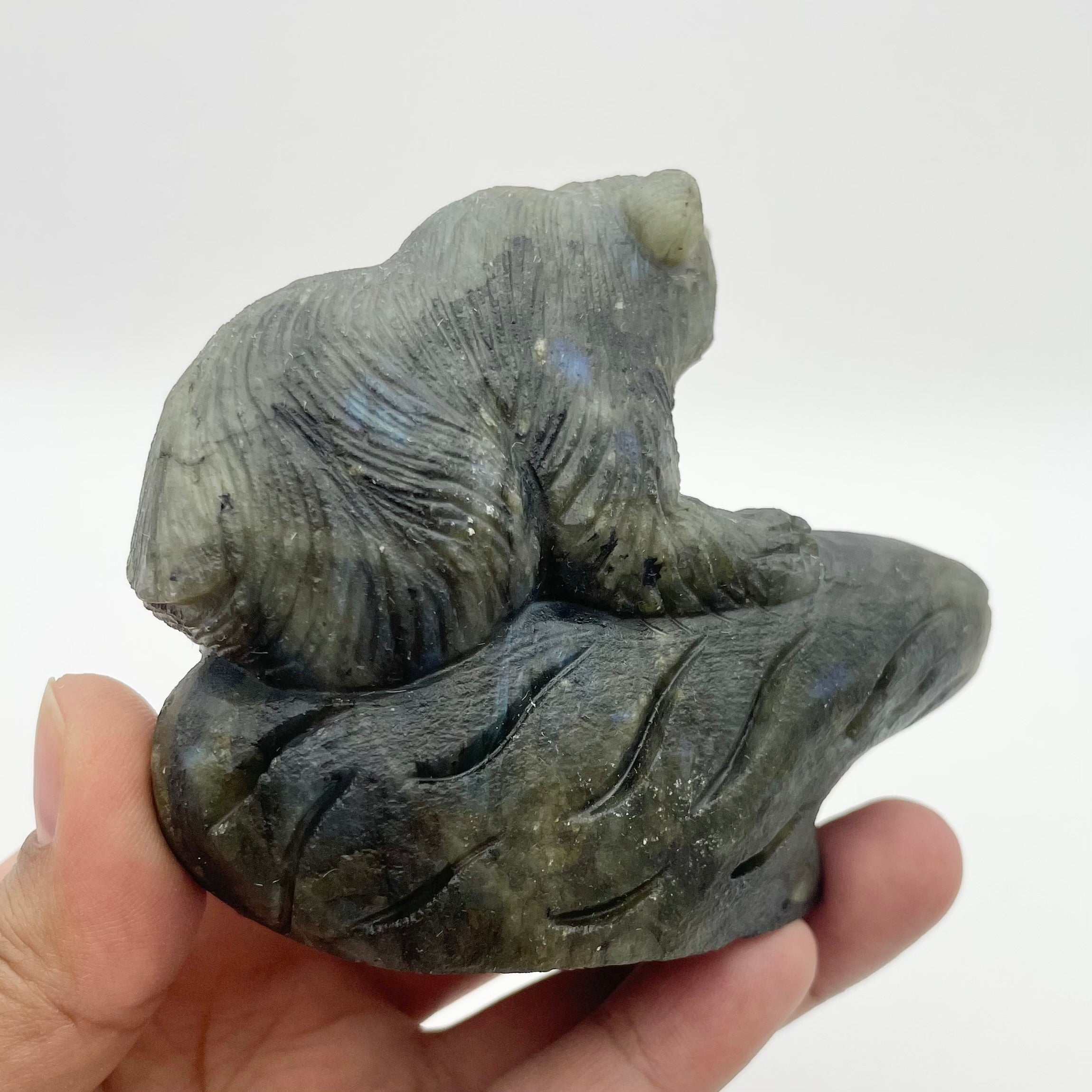 3.25 Inch Labradorite Bear Carving C191