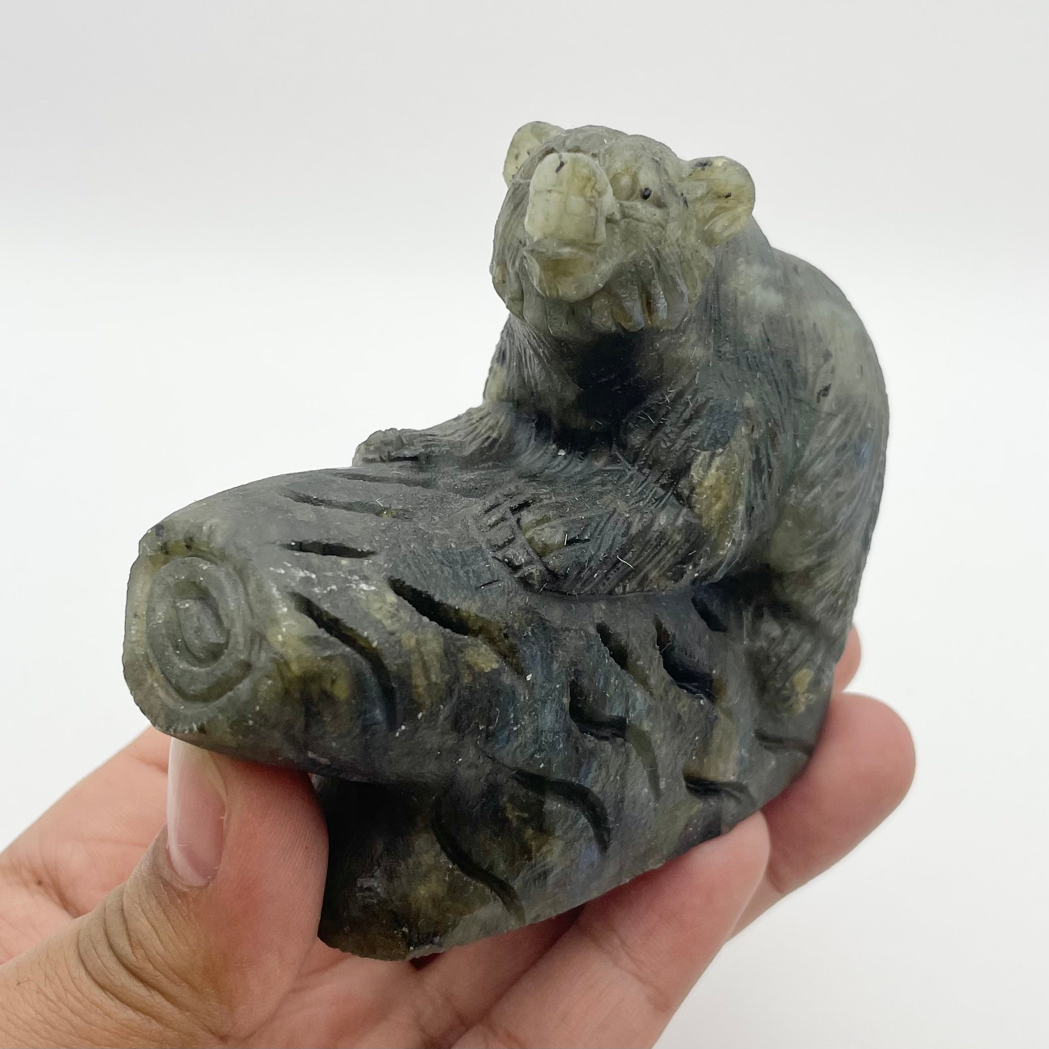 3.25 Inch Labradorite Bear Carving C191