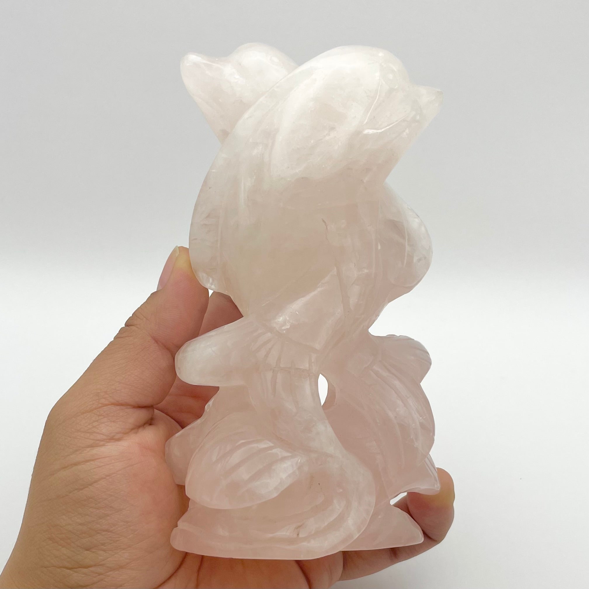 5.5 Inch Rose Quartz Dolphin Carving X266