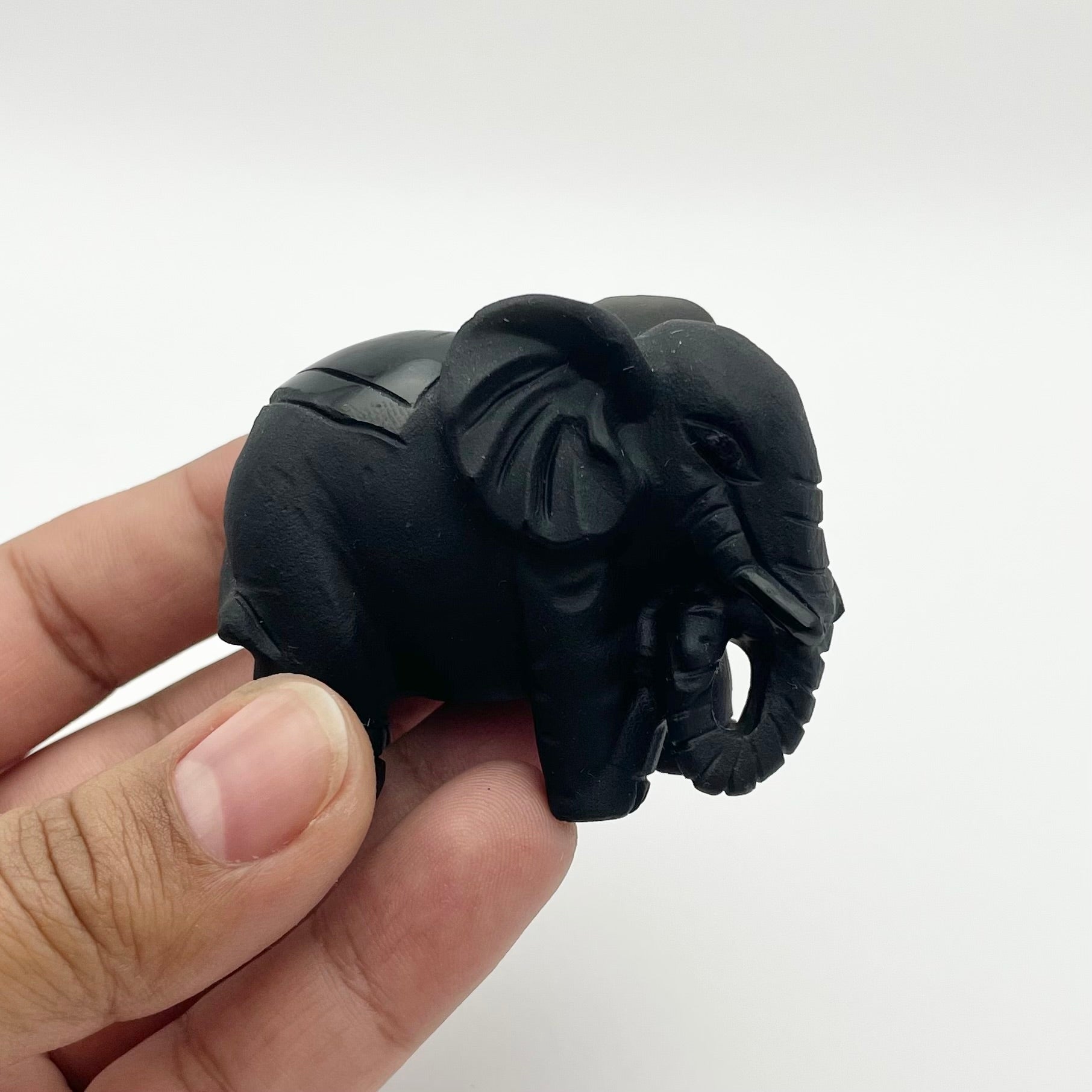 2.25 Inch Obsidian Elephant Carving