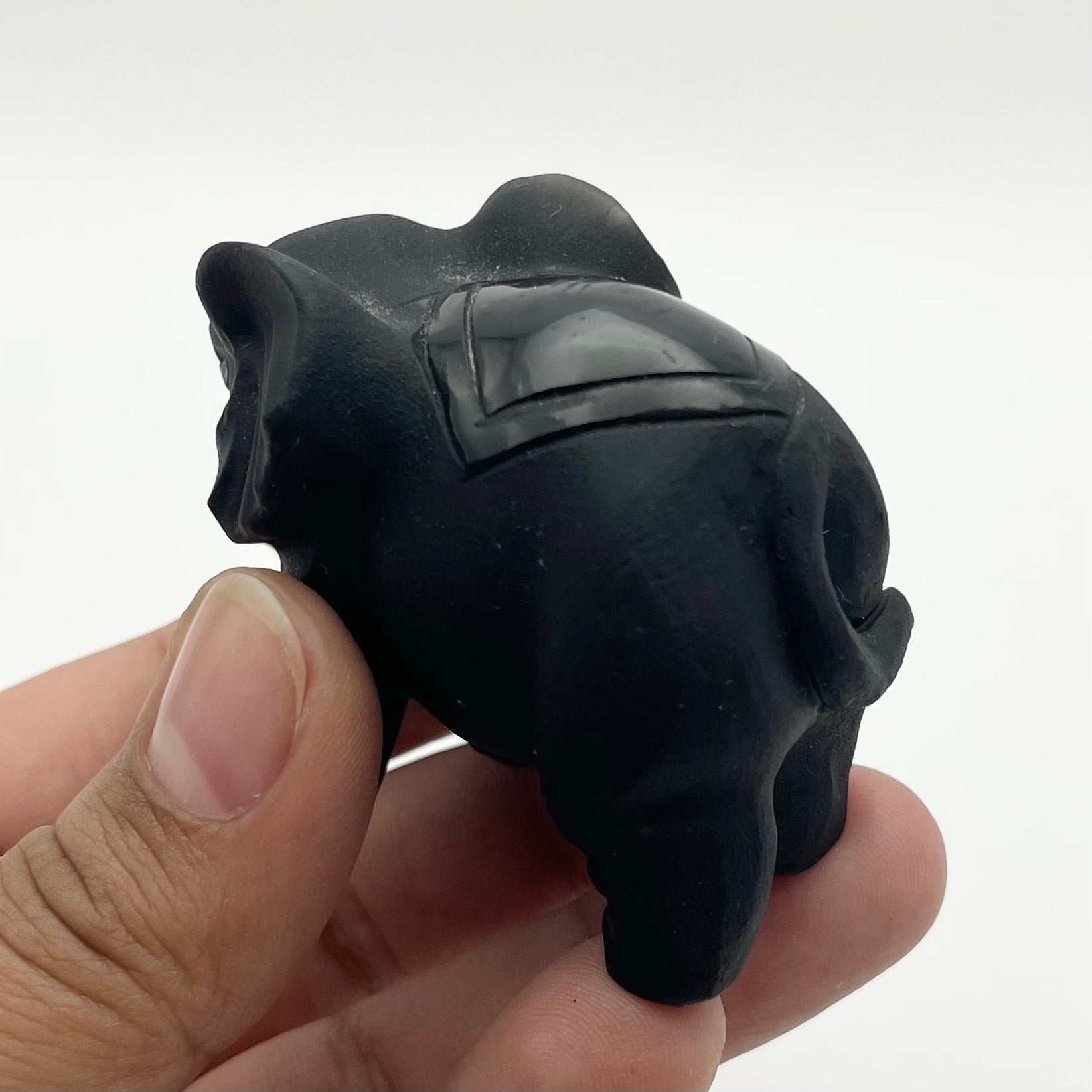2.25 Inch Obsidian Elephant Carving