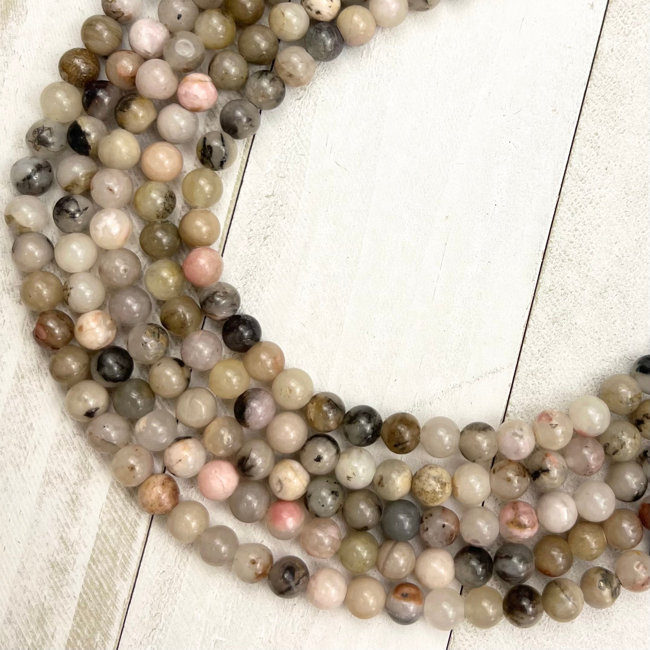6mm Mocha Rhodonite Bead Strand E9
