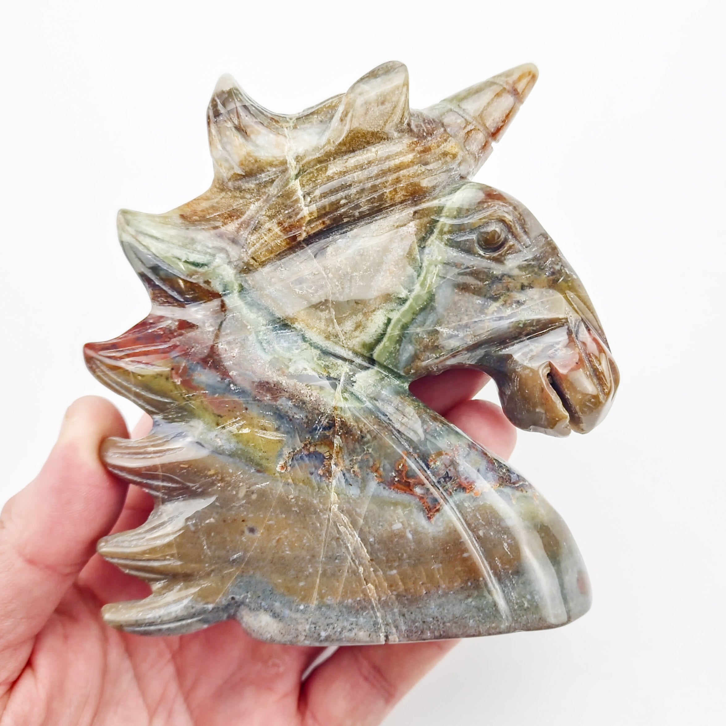 5 Inch Ocean Jasper Unicorn Carving M142