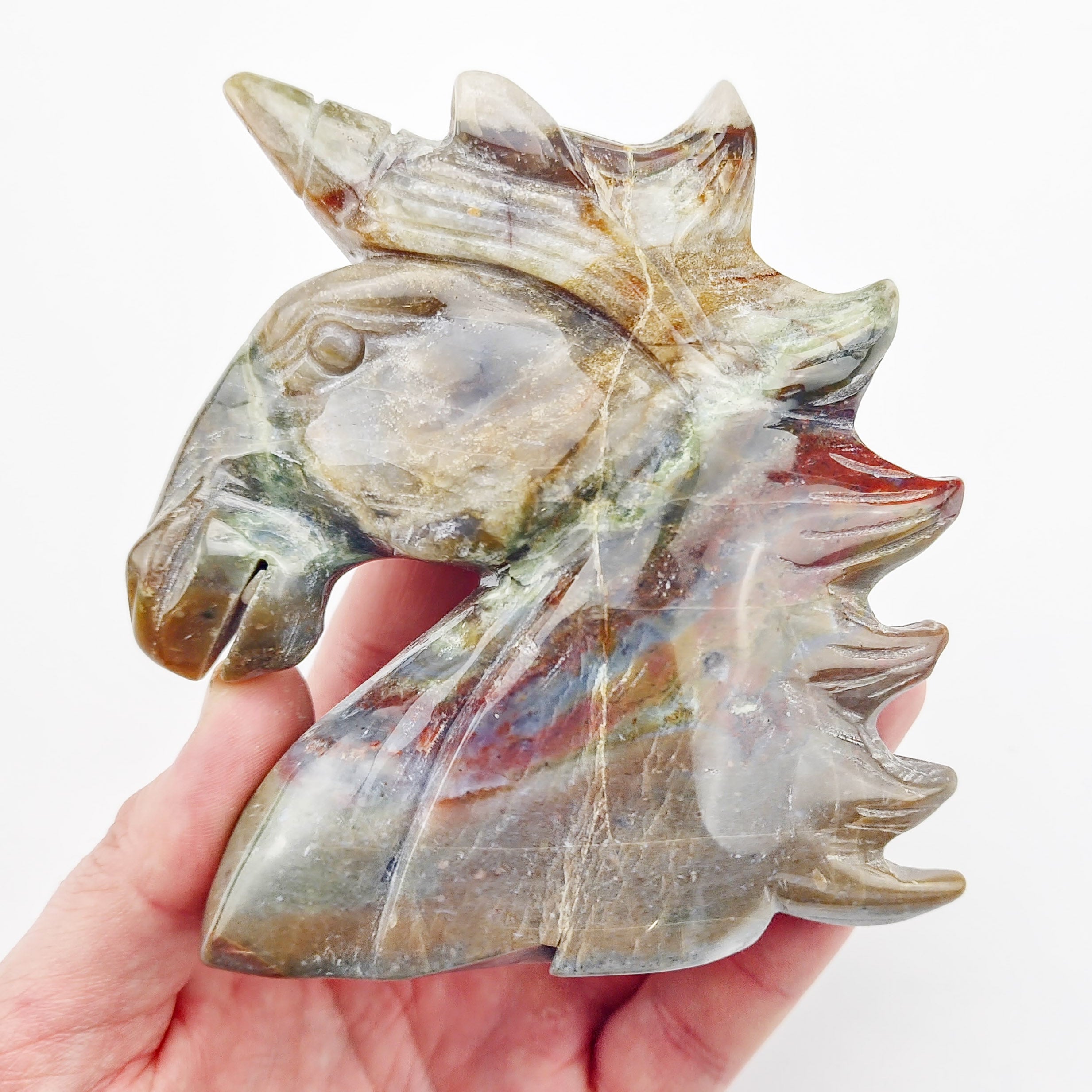 5 Inch Ocean Jasper Unicorn Carving M142