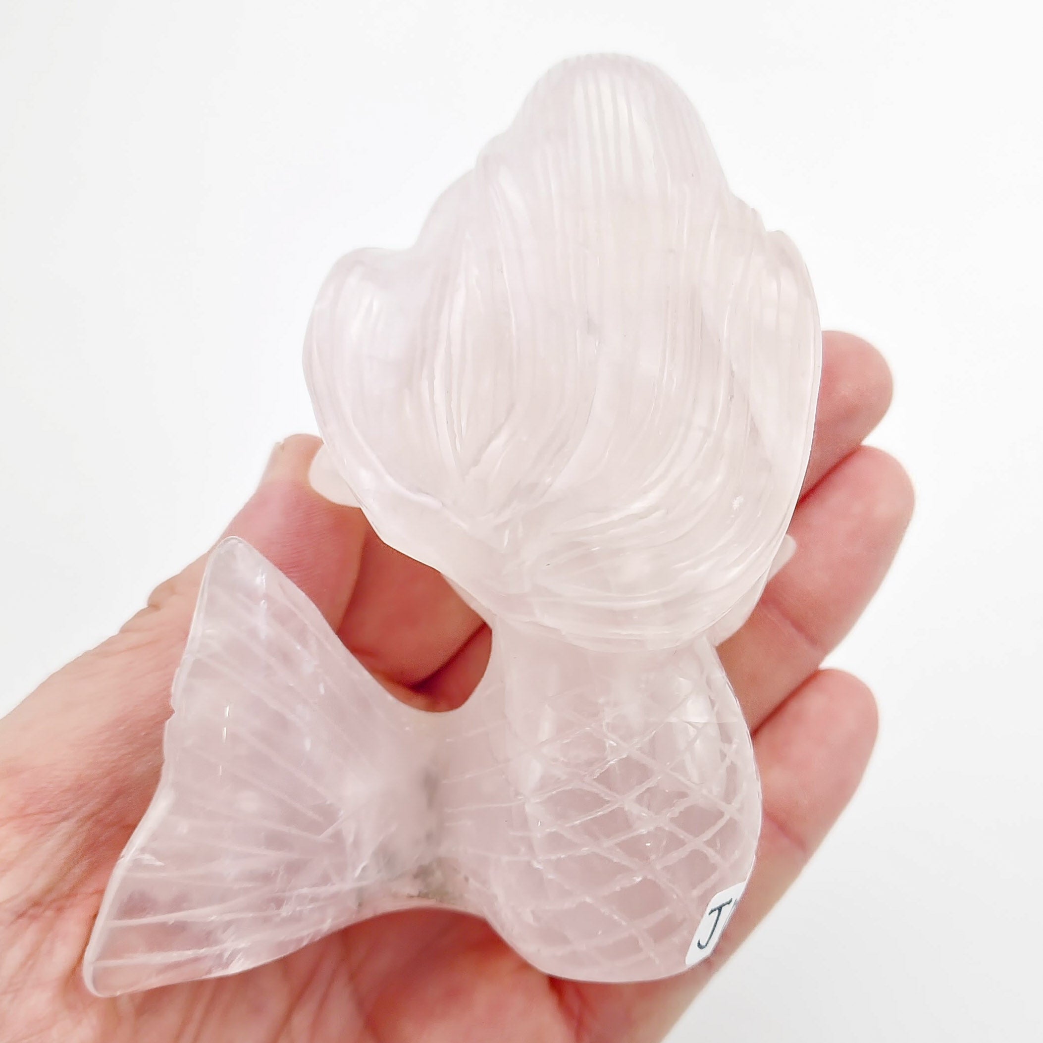 4.25 Inch Rose Quartz Mermaid Carving J177