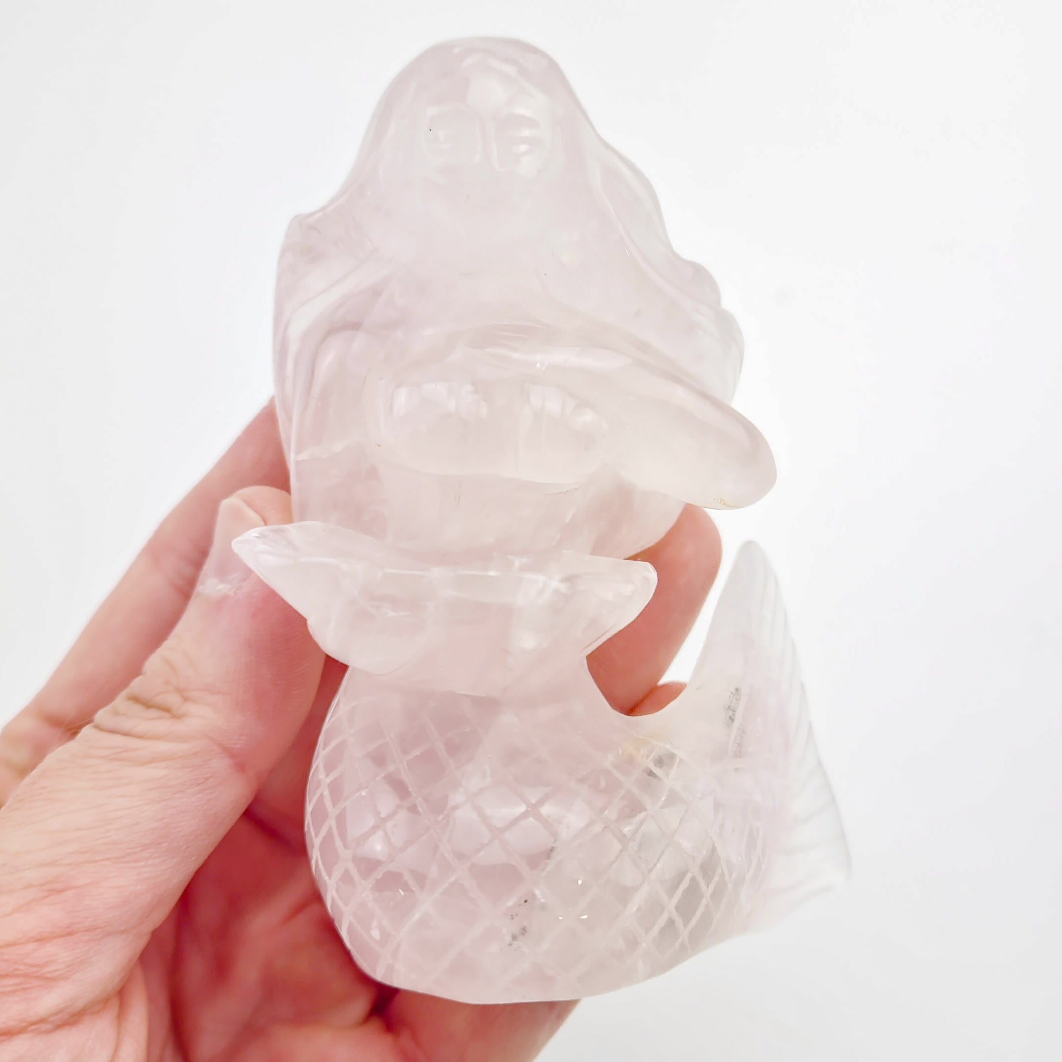 4.25 Inch Rose Quartz Mermaid Carving J177