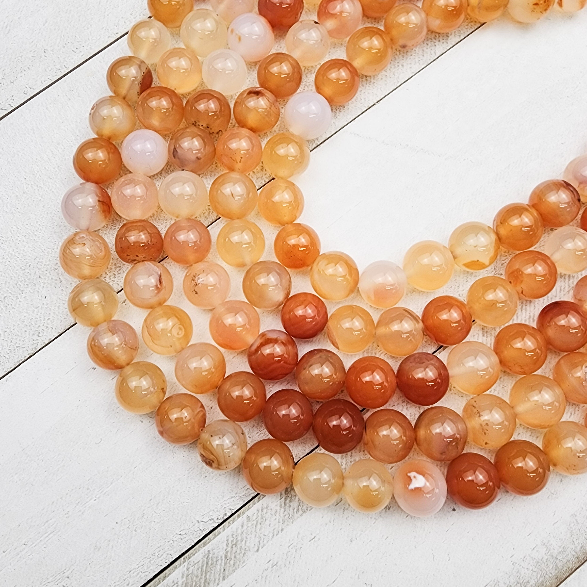 10mm Orange Multi Carnelian Bead Strand Z20