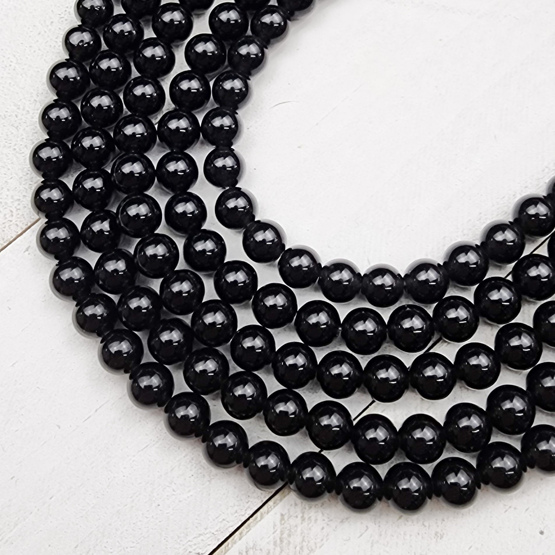6mm Black Obsidian Bead Strand B8