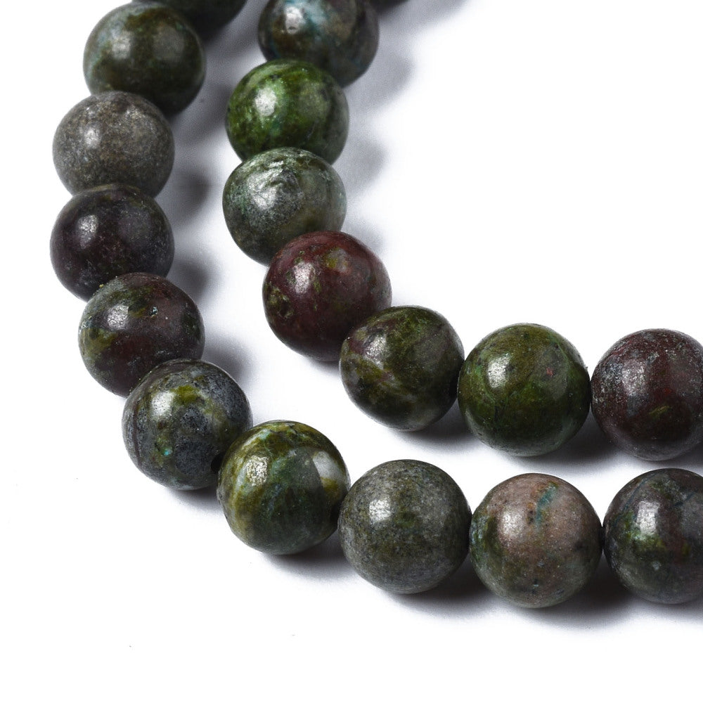 6mm Dark Green Variscite Bead Half Strand V12