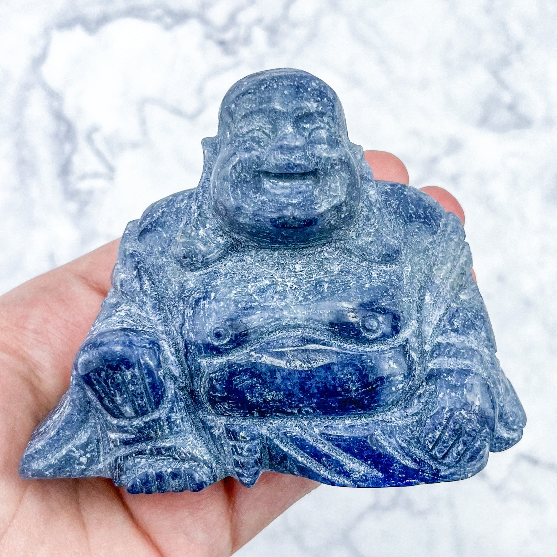 3.5 Inch Blue Aventurine Happy Buddha Carving A162