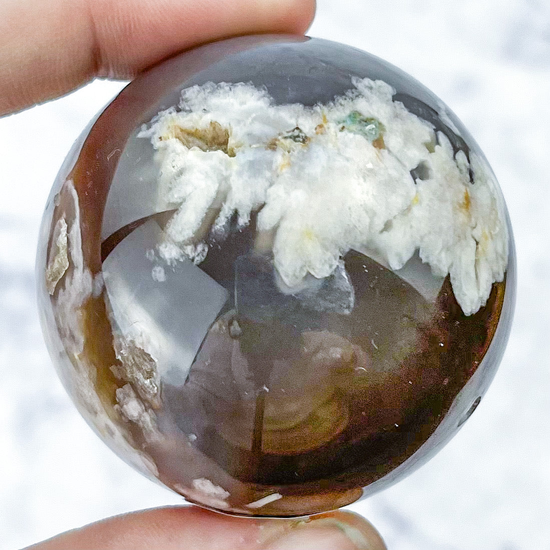 1.75 Inch Black Flower Agate Sphere C38